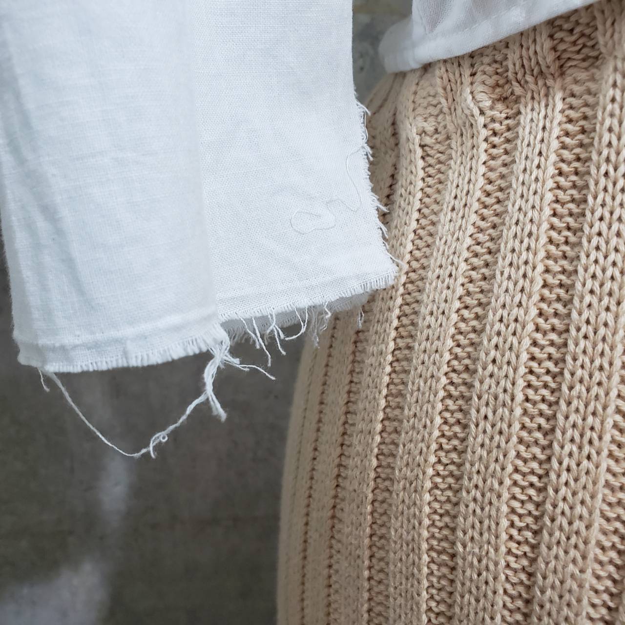 Euro Vintage(ヨーロッパヴィンテージ) 切りっぱなしBaumwollミニレースブラウス 40(Lサイズ程度) ホワイト