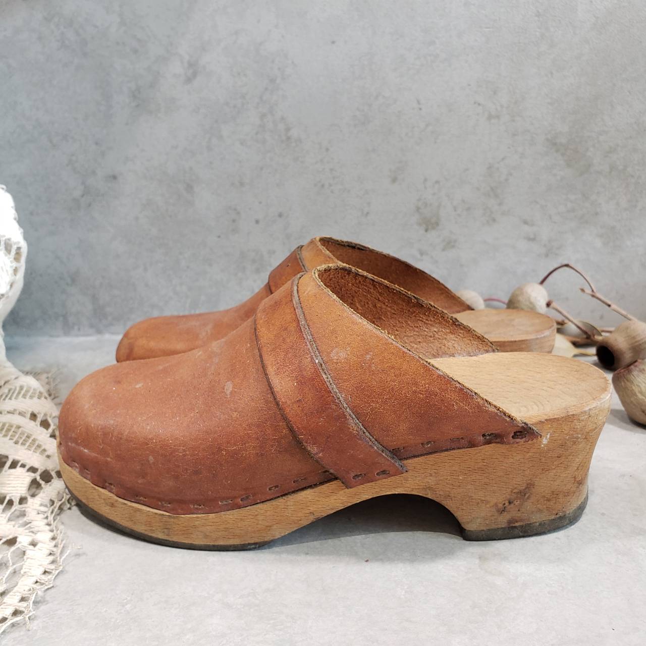 Euro Vintage(ヨーロッパヴィンテージ) POKAPOKA_レザーサボサンダル 表記なし(20~21cm程度) ブラウン