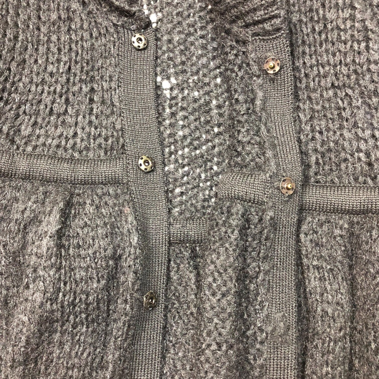 LIMI feu(リミフゥ) 09AW モヘア 変形 ロング ニット カーディガン ワンピース LZ-K40-152 S ブラック ボタン欠品