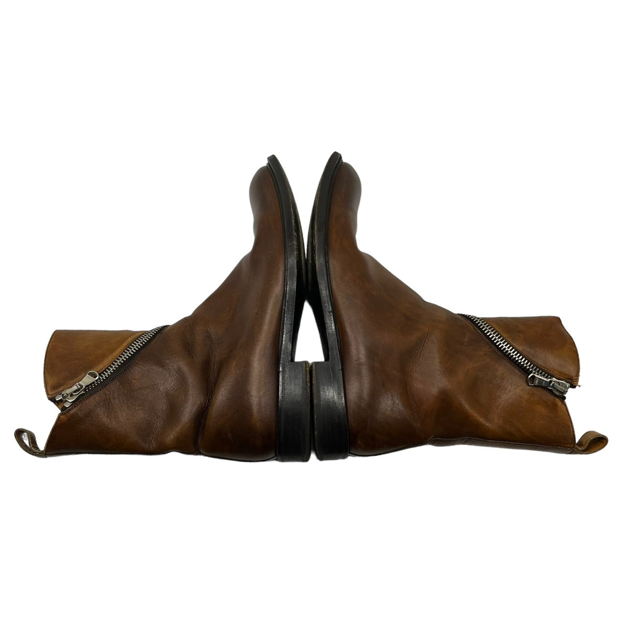 KRIS VAN ASSCHE(クリスヴァンアッシュ) 00's spiral zip boots/スパイラルジップブーツ/アーカイブ 82H01-M001-41 41(25.5~26cm程度) ブラウン Y2K