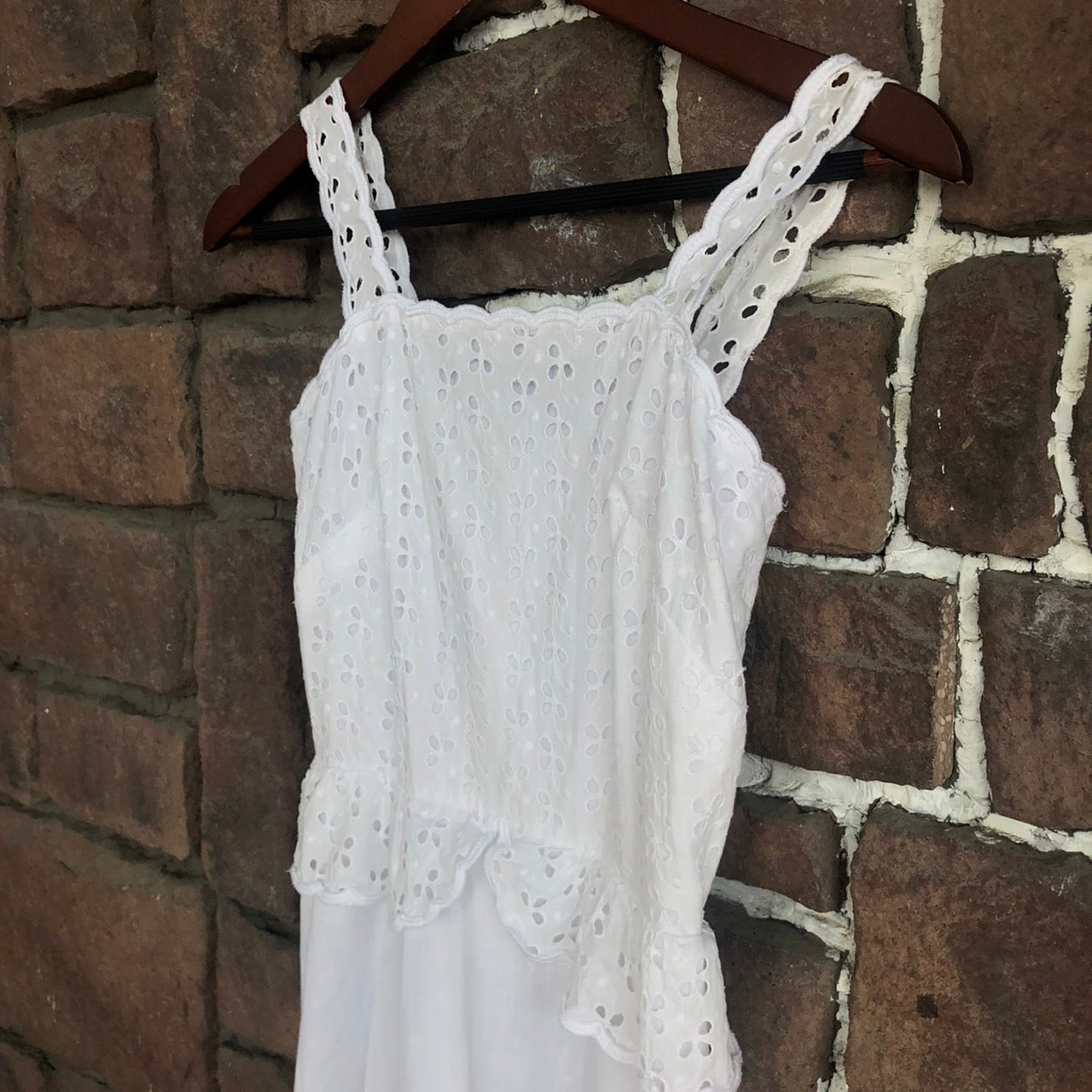 Euro Vintage(ヨーロッパヴィンテージ) Ukabu_リーフレースキャミワンピース 表記なし(Lサイズ程度) ホワイト