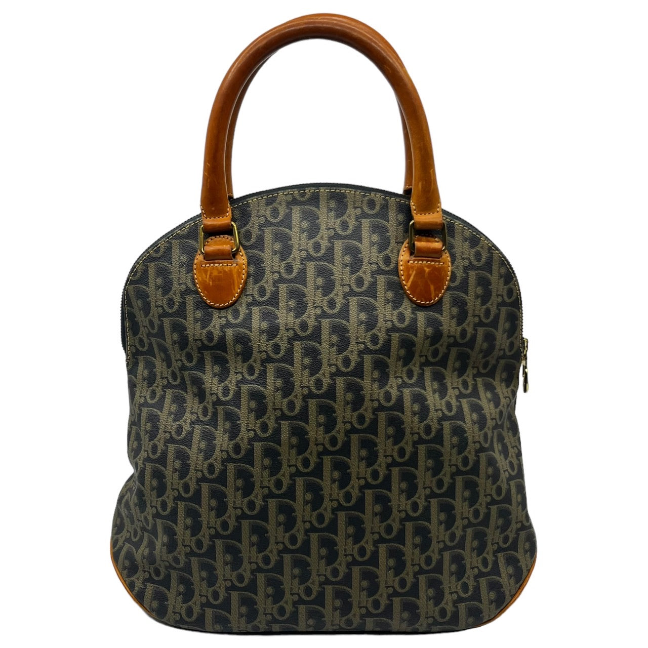 Christian Dior(クリスチャンディオール) vintage trotter bugatti bag/トロッター柄ヴィンテージハンドバッグ/ブガッティ ダークネイビー×ブラウン OLD DIOR/80年代~90年代/稀少