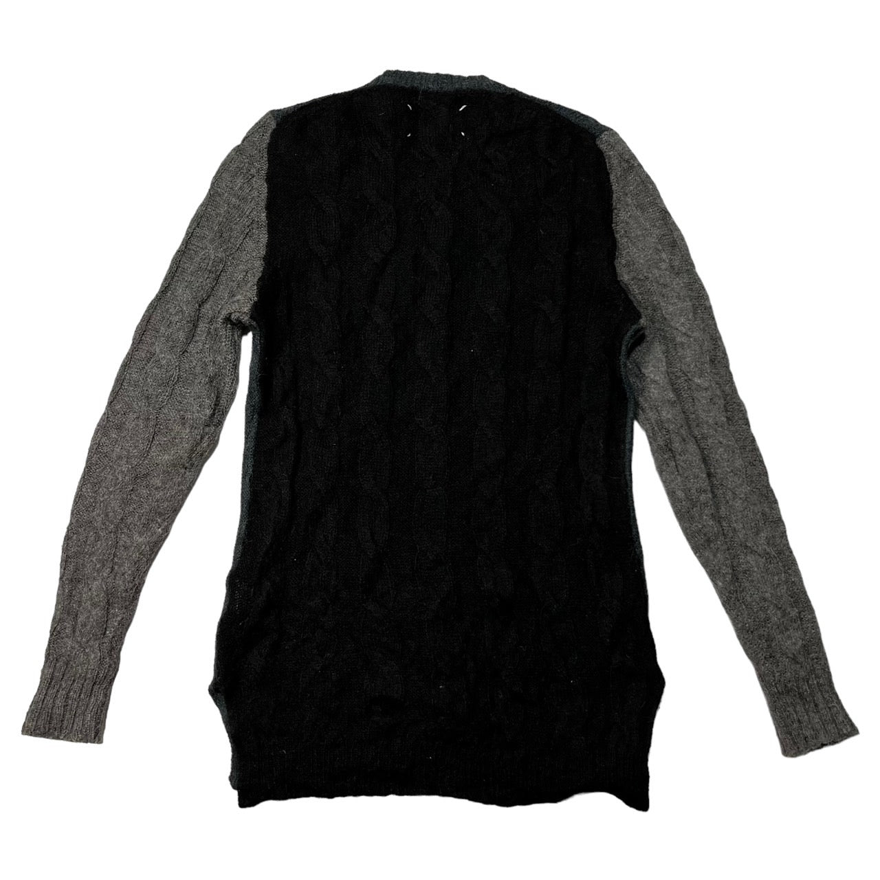 MAISON MARGIELA(メゾンマルジェラ) 15AW COLOR BLOCK CABLE KNIT SWEATER カラーブロック ケーブルニット セーター アルパカ S50HA0595 S15328 SIZE M ブラック×ダークグリーン×グレー