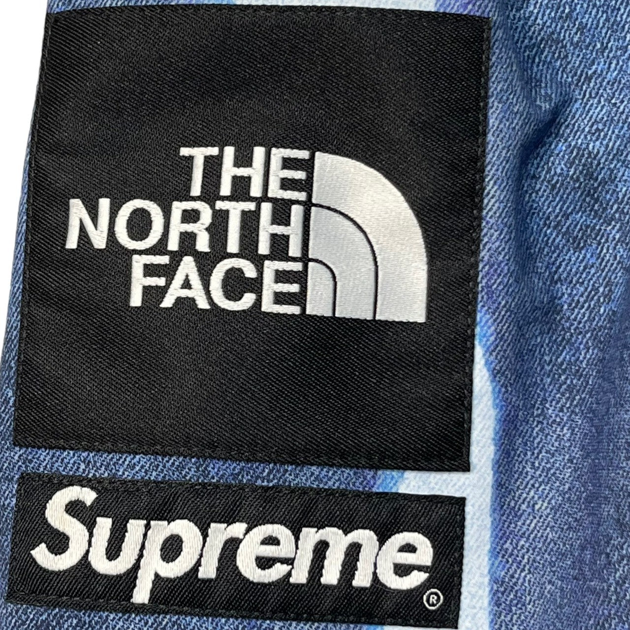 SUPREME×THE NORTH FACE(シュプリーム×ザノースフェイス) 21AW Bleached Denim Print Mountain Jacket ブリーチド デニム マウンテン ジャケット マウンテンパーカー NP52100I S スカイブルー