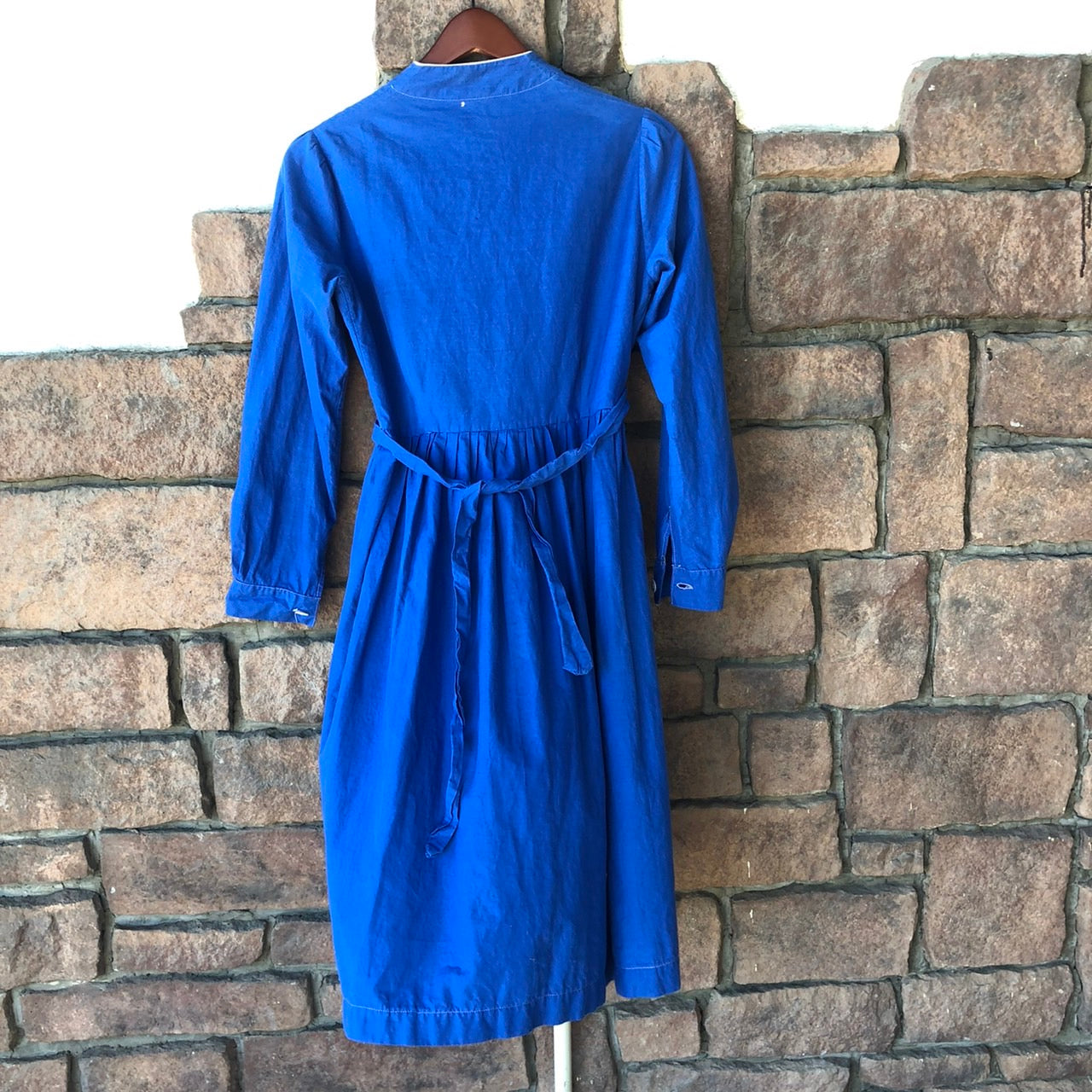 Euro vintage(ヨーロッパヴィンテージ) バックギャザー変形ワンピース 表記なし(Mサイズ程度) ブルー