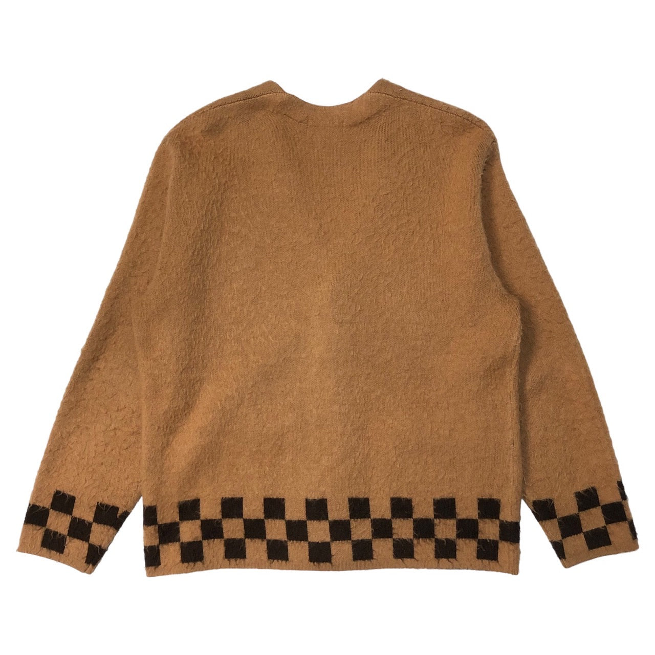 SUPREME(シュプリーム) 21SS Brushed Checkerboard Cardigan Camel ブラッシュドチェッカーボードニットカーディガン モヘアライク SIZE S ブラウン×ブラック キャメル ㈱SUPREME
