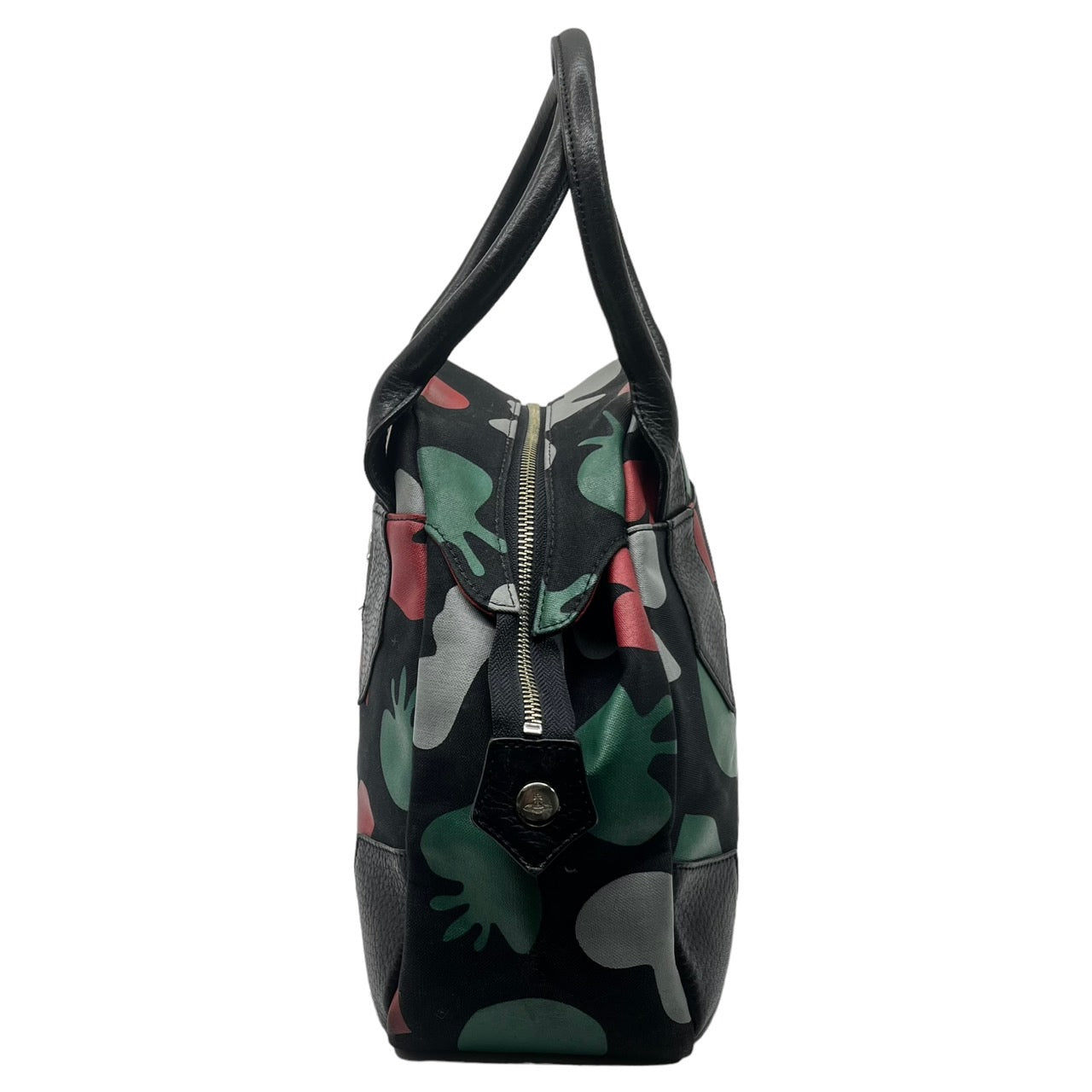 Vivienne Westwood RED LABEL(ヴィヴィアンウエストウッドレッドレーベル) 00's orbro logo yasmine bag オーブロゴ ナイロン レザー ハンドバッグ ヤスミン 柄 ブラック