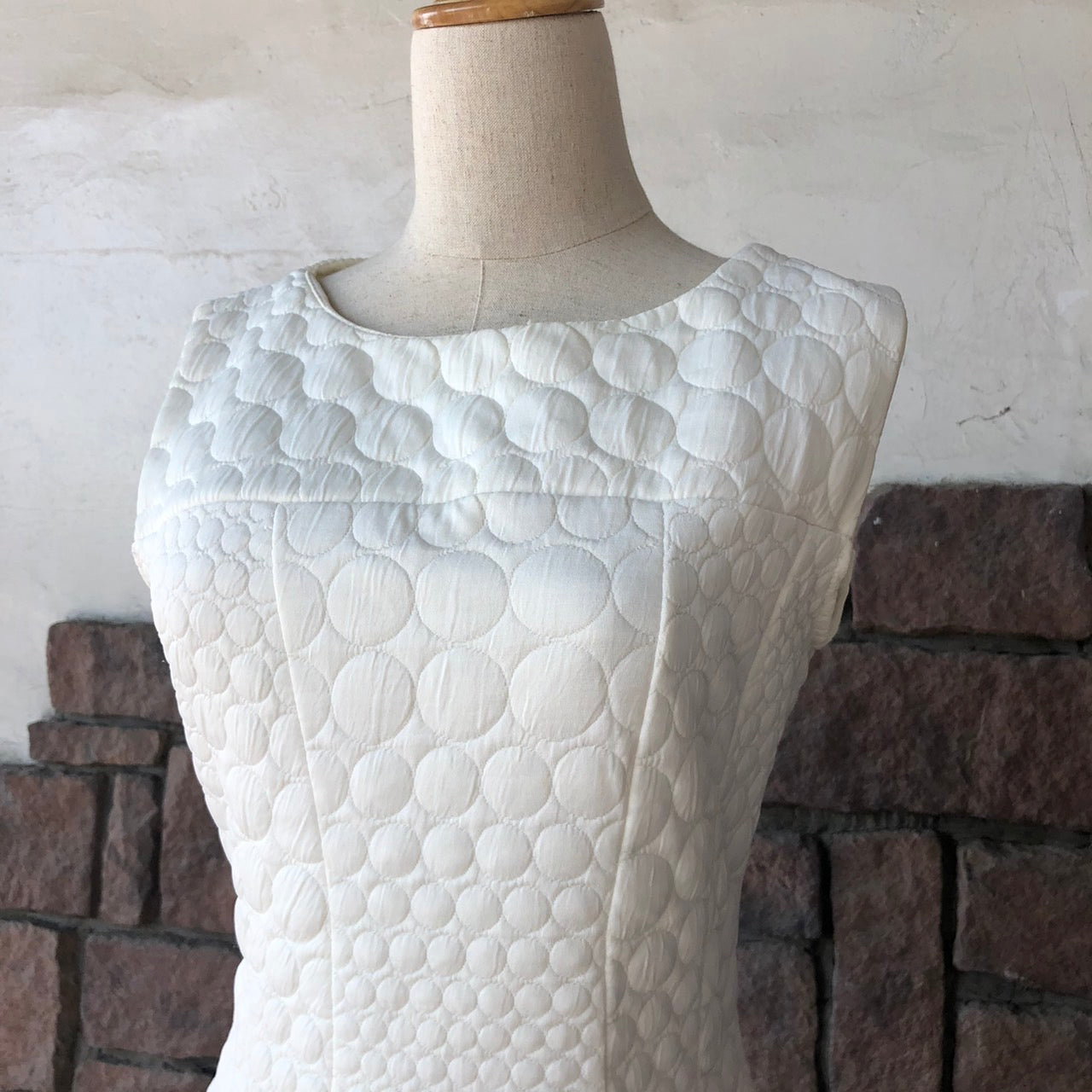 JUS D'ORANGE(ジュドランジュ) ドットキルティングワンピース 表記無し(Mサイズ程度) ホワイト フランス製