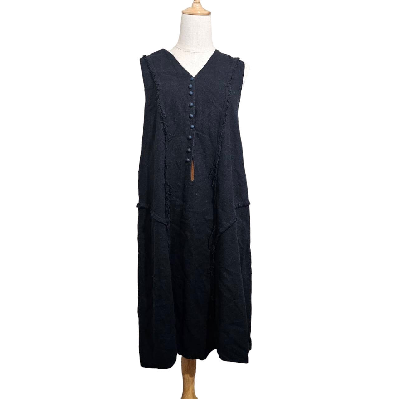 Jacques Marceau(ジャックマルソー) フレンチスタイルサンプリングノースリーブワンピース SIZE FREE ブラック 代官山ジャンヌバレオリジナルブランド(廃止ブランド稀少品)