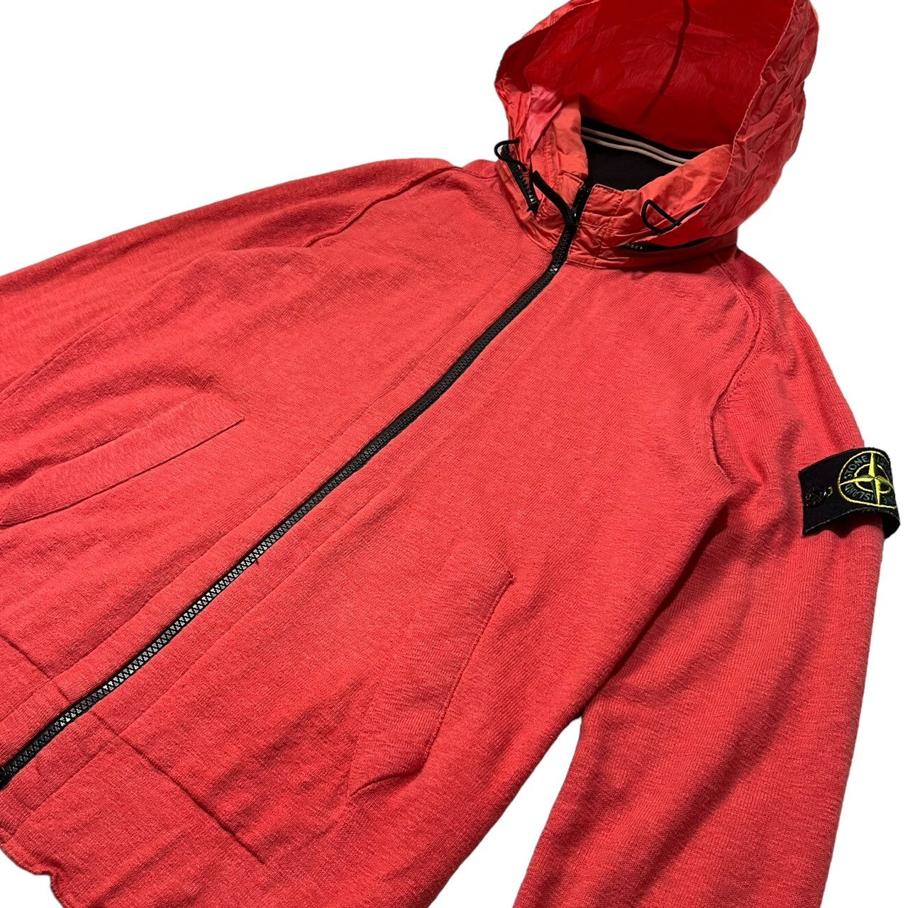 STONE ISLAND(ストーンアイランド) 13SS Zip up knit jacket ジップアップ ニット ジャケット パーカー マウンテンパーカー 5815529B0 S レッド ワッペン