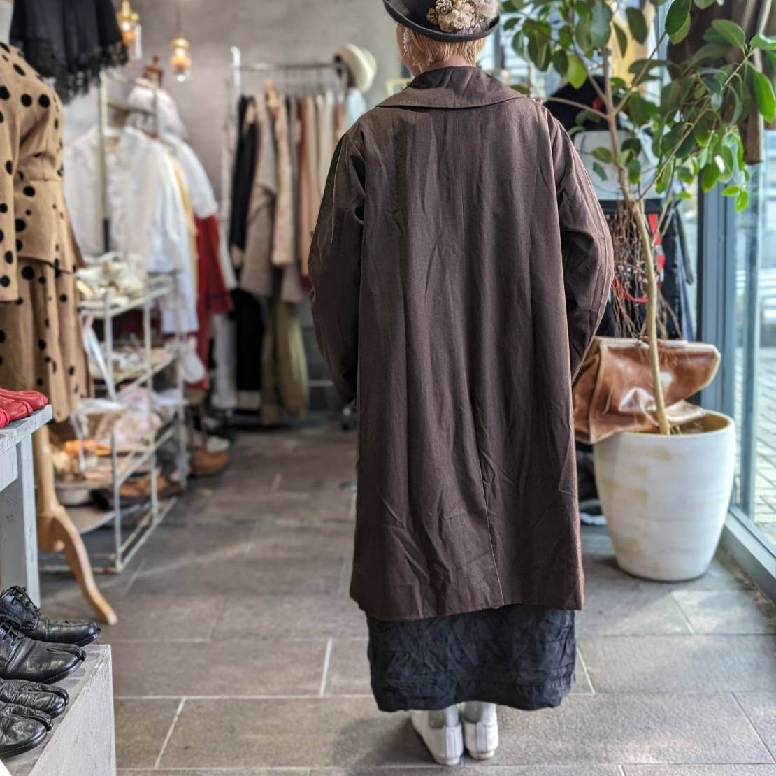 Euro Vintage(ヨーロッパヴィンテージ) Round_big big bid roundbutton stainless steel collar coat / ビッグボタンステンカラーコート 表記なし(Mサイズ程度) ブラウン