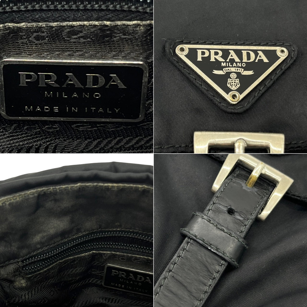 PRADA(プラダ) old nylon shoulder pouch/オールドナイロンショルダーポーチ/三角プレート/バッグ ブラック 全体使用感有
