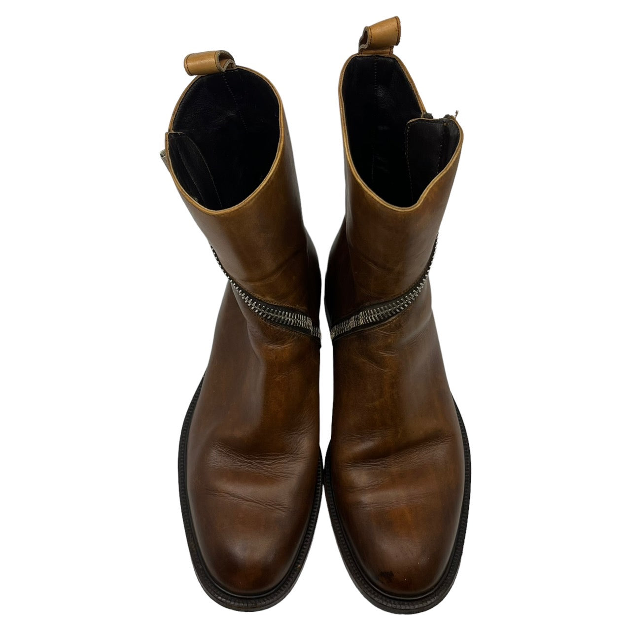 KRIS VAN ASSCHE(クリスヴァンアッシュ) 00's spiral zip boots/スパイラルジップブーツ/アーカイブ 82H01-M001-41 41(25.5~26cm程度) ブラウン Y2K