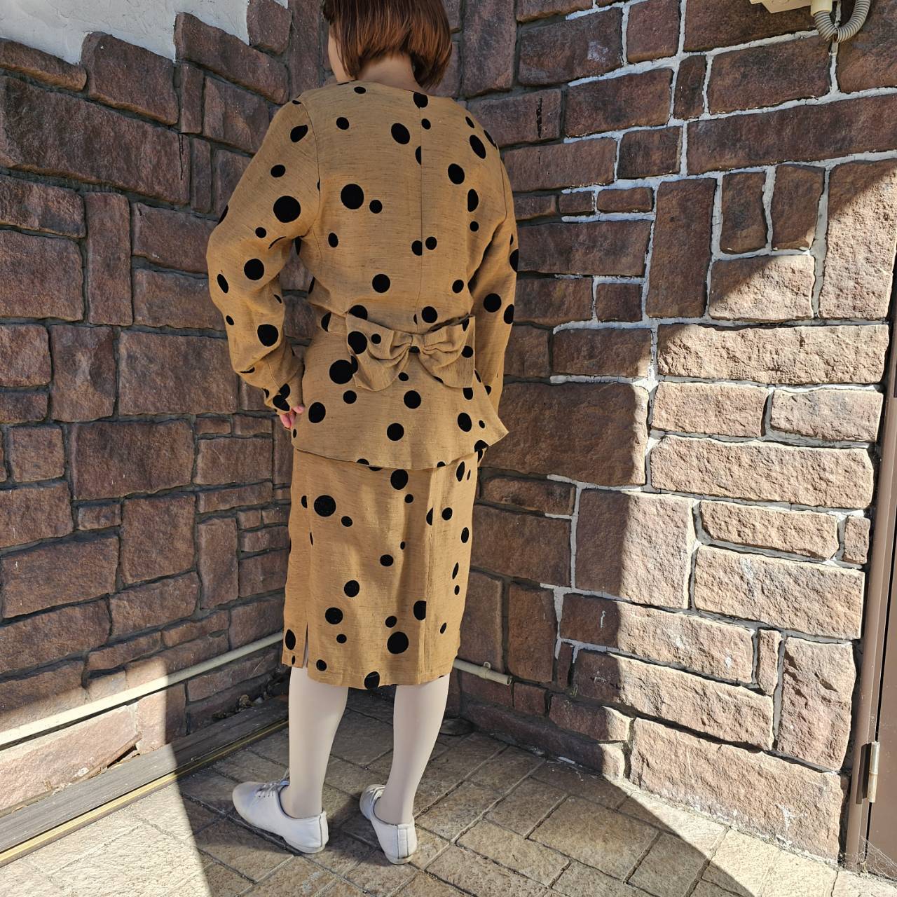 Euro Vintage(ヨーロッパヴィンテージ) Mame_ドットなセットアップジャケット 1(Sサイズ程度) ブラウン