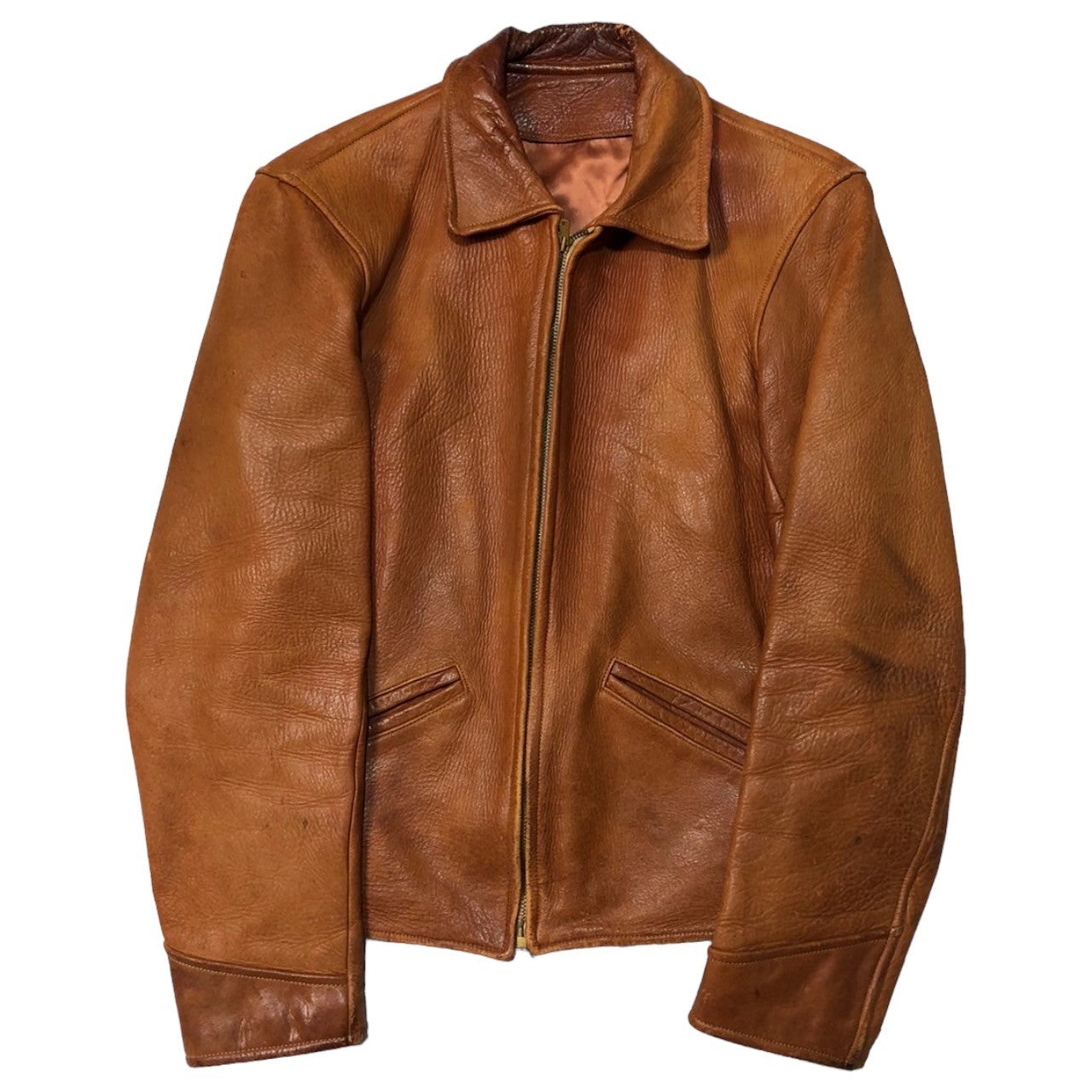 MYERS(メイヤーズ) ~50’s DEER SKIN SPORTS JACKET ヴィンテージ レザー ジャケット 表記無し(M程度) ブラウン TALON ジップ 50年代 以前