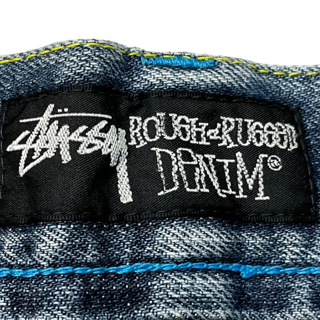 STUSSY(ステューシー) 00's logo embroidery denim ロゴ 刺繍 デニム パンツ ジーンズ ドクロ 107SF W30 インディゴ ROUGH & RUGGED Y2K