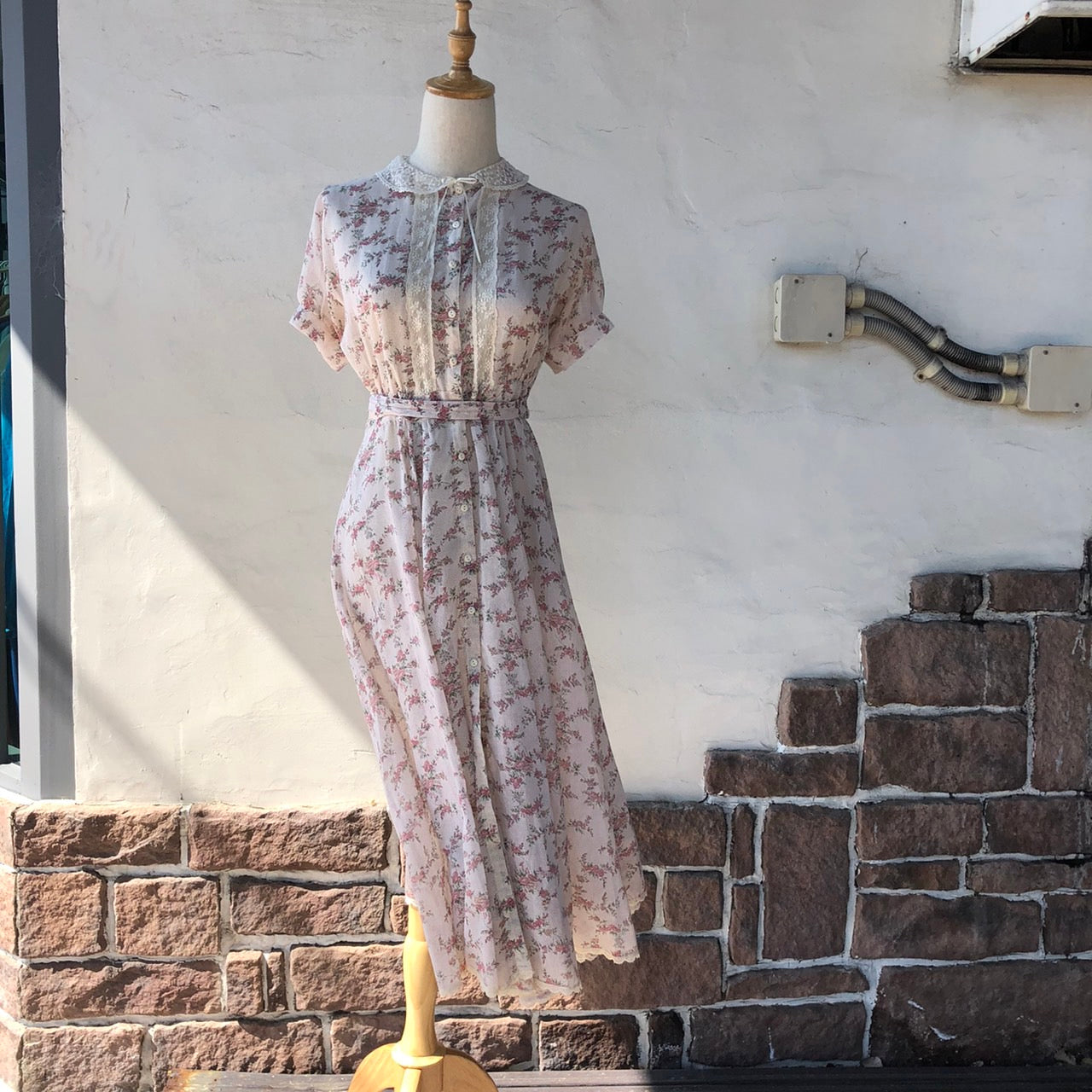 GANNE SAX(ガニーサックス) 70'sフラワープリントドレス 2554020 7(S~M程度) ピンク