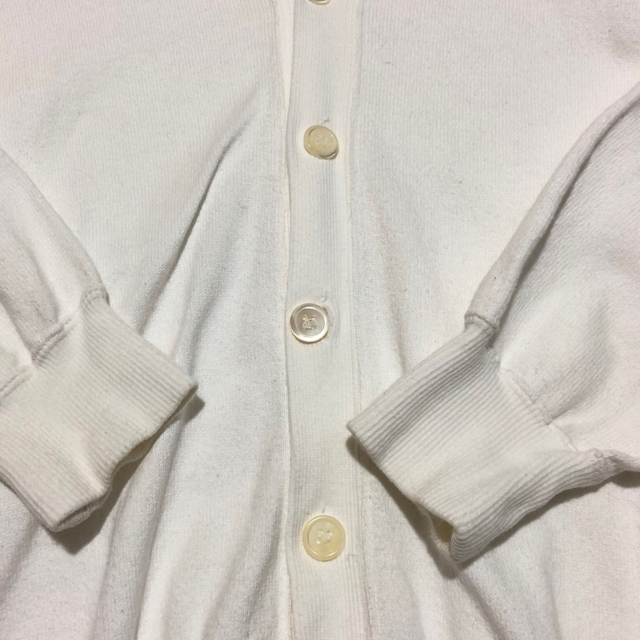 COMME des GARCONS HOMME(コムデギャルソンオム) 80's One-point logo embroidered cotton cardigan/ワンポイントロゴ刺繍コットンカーディガン/80年代/ヴィンテージ/川久保玲/本人期 HT-110030 SIZE FREE(M~L程度) ホワイト AD1989