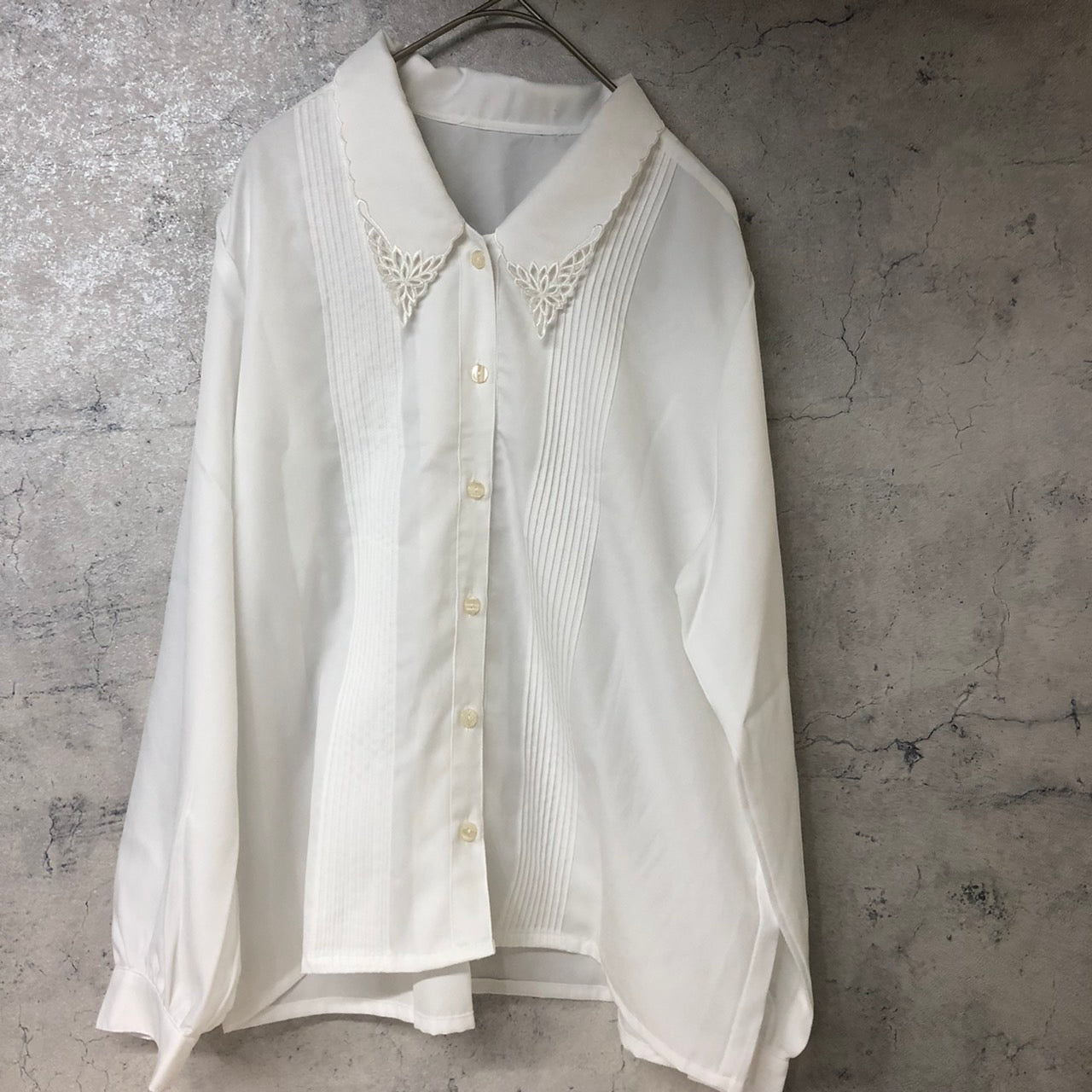 VINTAGE(ヴィンテージ) フリルカラーブラウス Lサイズ程度 ホワイト