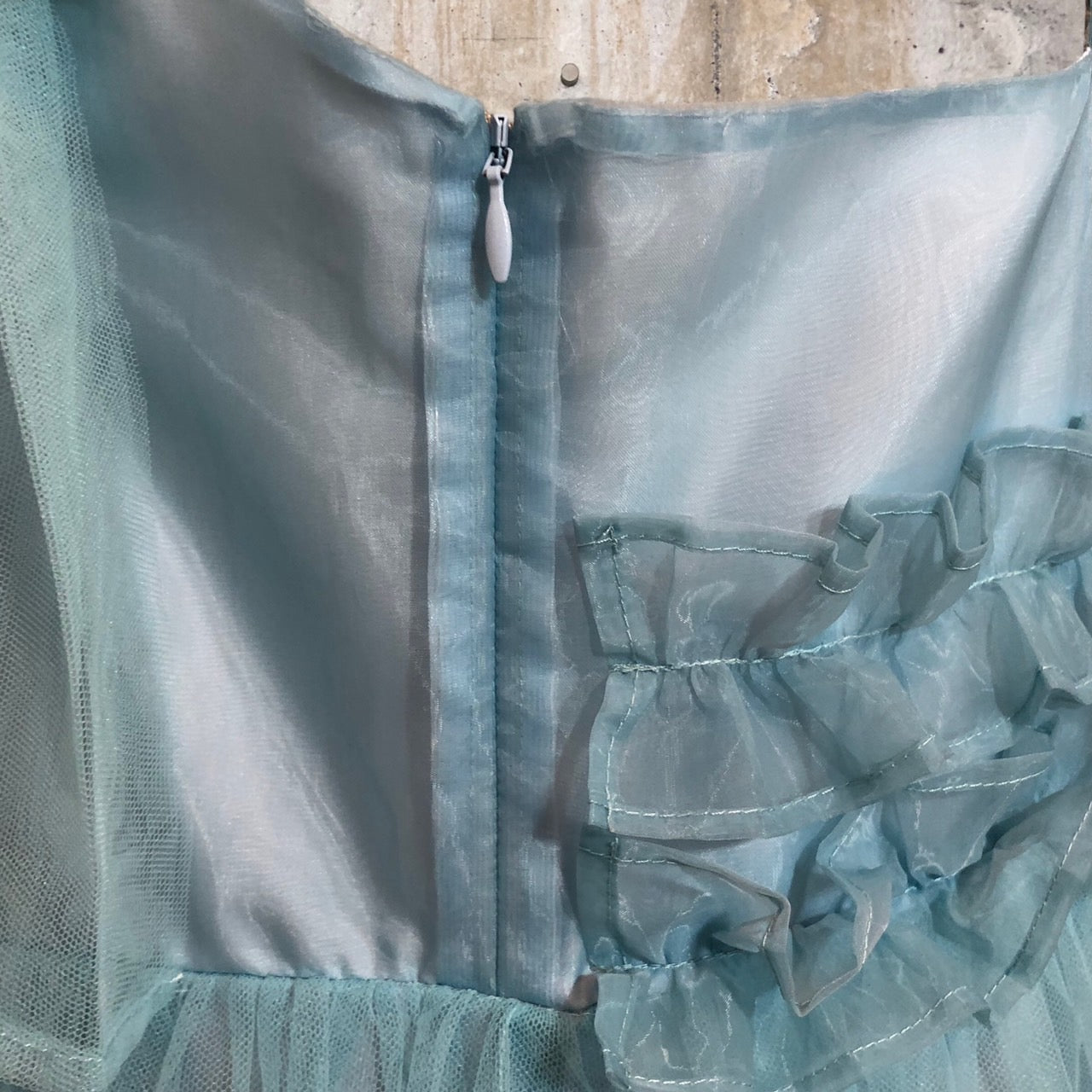 CEREAL(シリアル) 23SS JERRYFISH DRESS/ジェリーフィッシュ/フリルチュールキャミソールティアードワンピース c23105 FREE サックスブルー 完売品