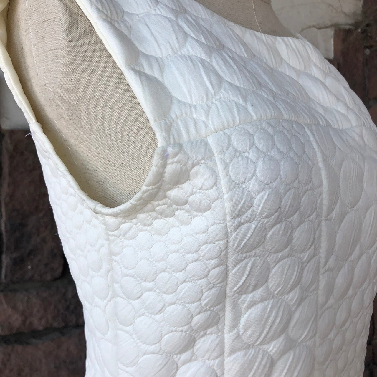 JUS D'ORANGE(ジュドランジュ) ドットキルティングワンピース 表記無し(Mサイズ程度) ホワイト フランス製