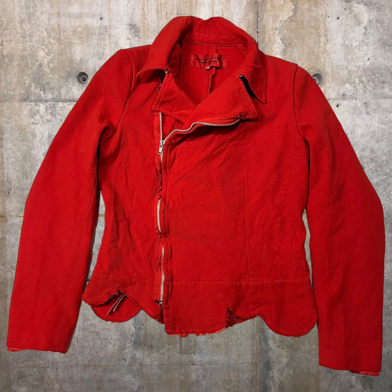 robe de chambre COMME des GARCONS(ローブドシャンブルコムデギャルソン) 04SS Poly fulling W riders jacket/ポリ縮絨ダブルライダースジャケット/ヴィンテージ/00s RM-J005 M レッド AD2003