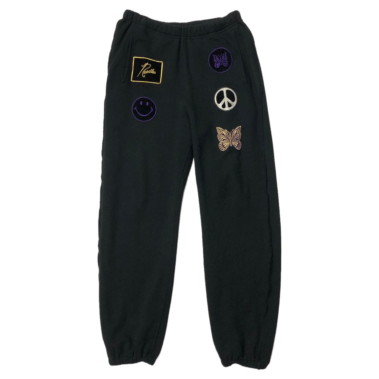 NEEDLES(ニードルズ) 5ICONS PATCH SWEAT PANT 5アイコンズ パッチ スウェット パンツ LQ379 S ブラック STUDIOUS別注