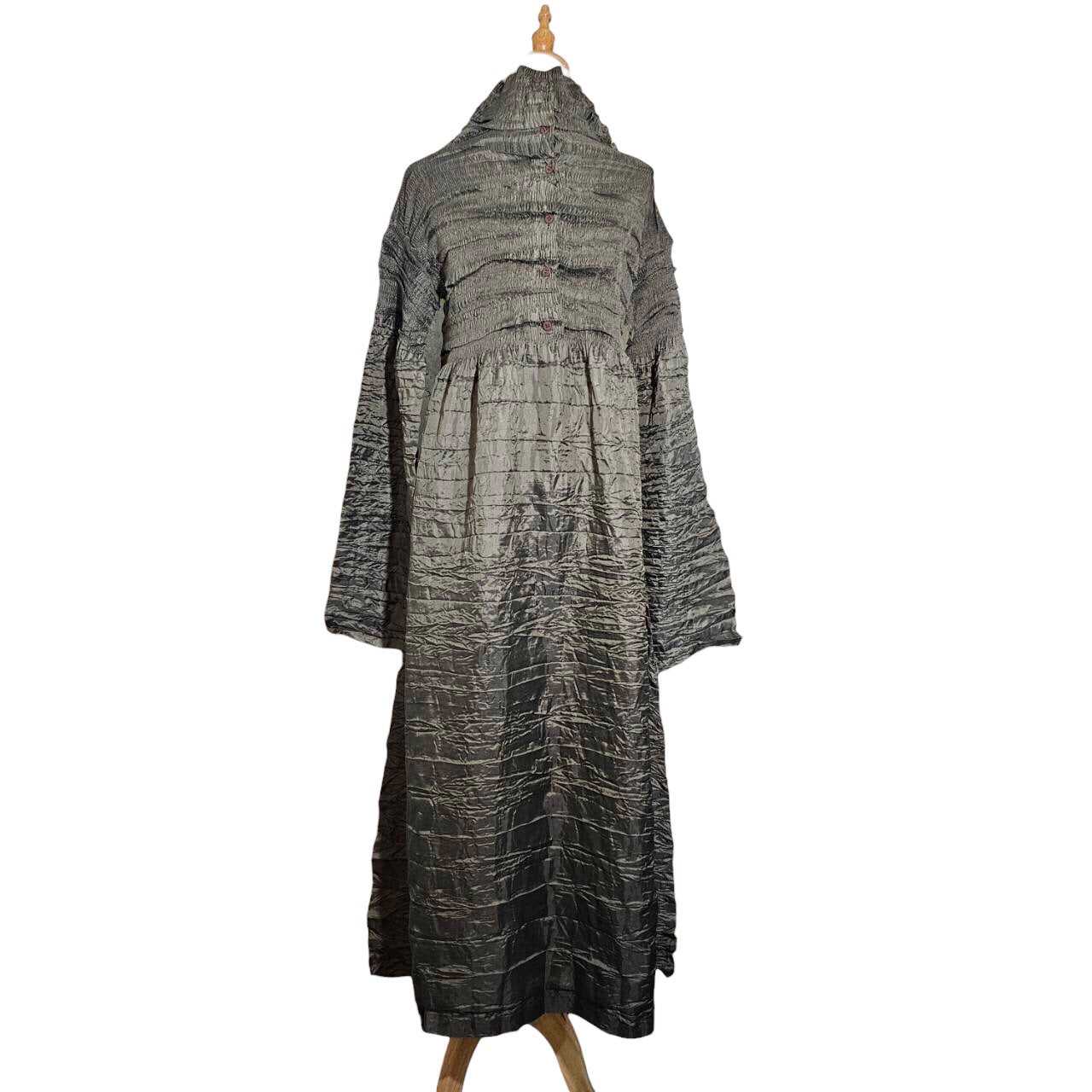 ISSEY MIYAKE(イッセイミヤケ) 98AW pleated long dress/プリーツロングワンピース/ドレス IM84-FH918 SIZE S カーキ 90's/ヴィンテージ/アーカイブ/シワ加工