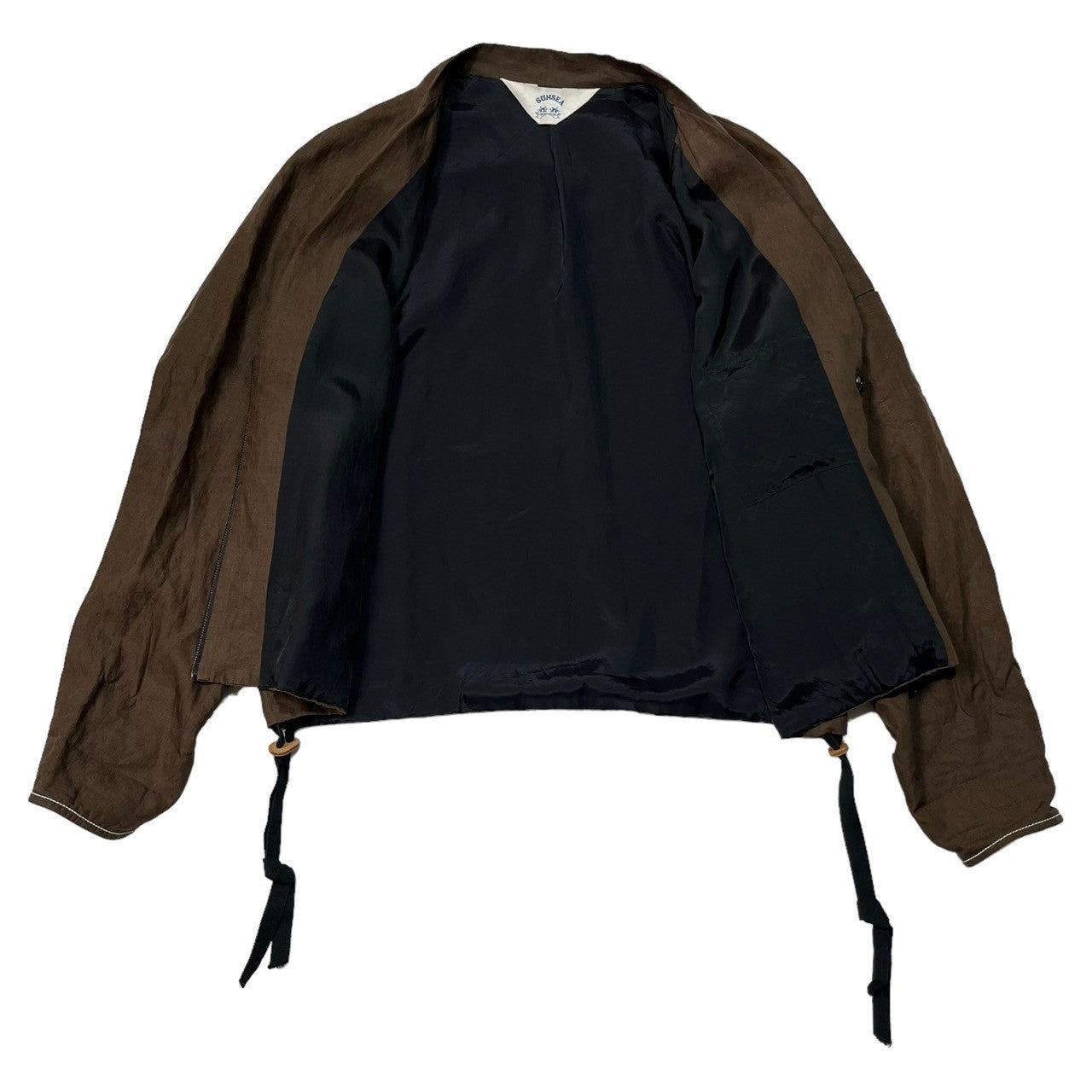 SUNSEA(サンシー) 19SS LINEN BLOUSON リネン ブルゾン ジャケット カーディガン 19S32 SIZE 3(L) ブラウン