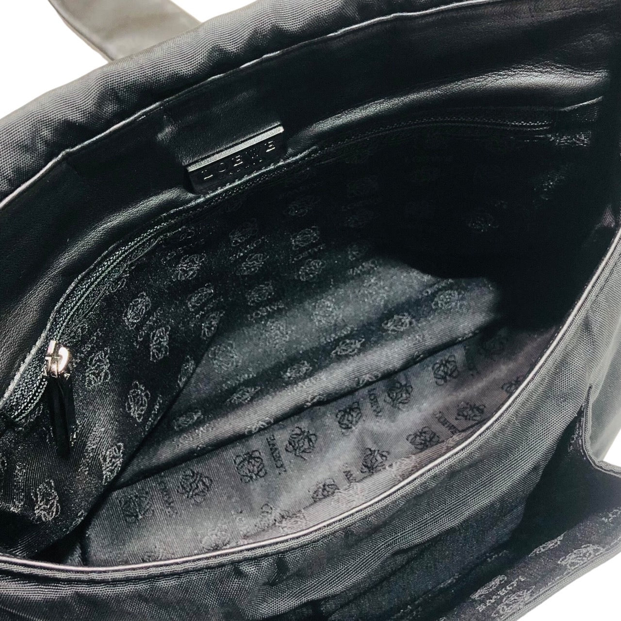 LOEWE(ロエベ) 00's leather strap nylon shoulder bag/レザーストラップナイロンショルダーバッグ/ヴィンテージ ブラック