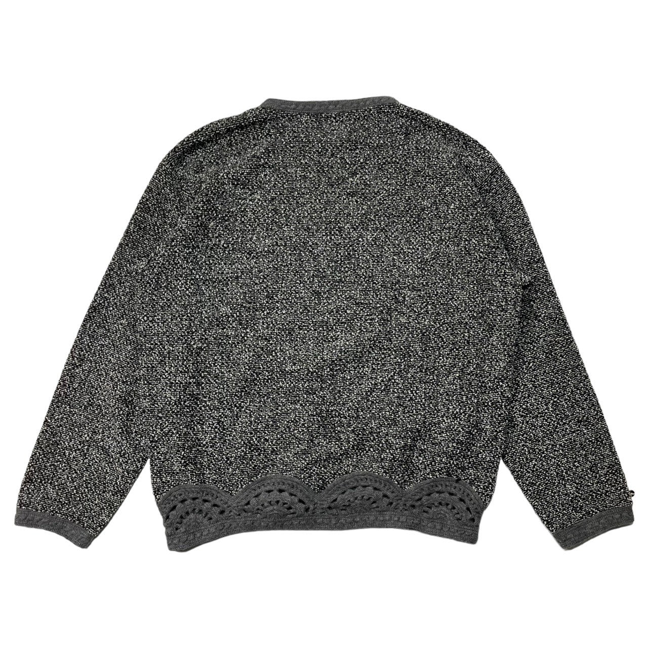 YOSHIYUKI KONISHI(ヨシユキコニシ) 80's ~ 90's Hexagram wool knit 六芒星 ウール ブレンド クルーネック ニット 表記無し(XL程度) グレー×ブラック FICCE UOMO フィッチェ 80年代 ~ 90年代 ドン小西