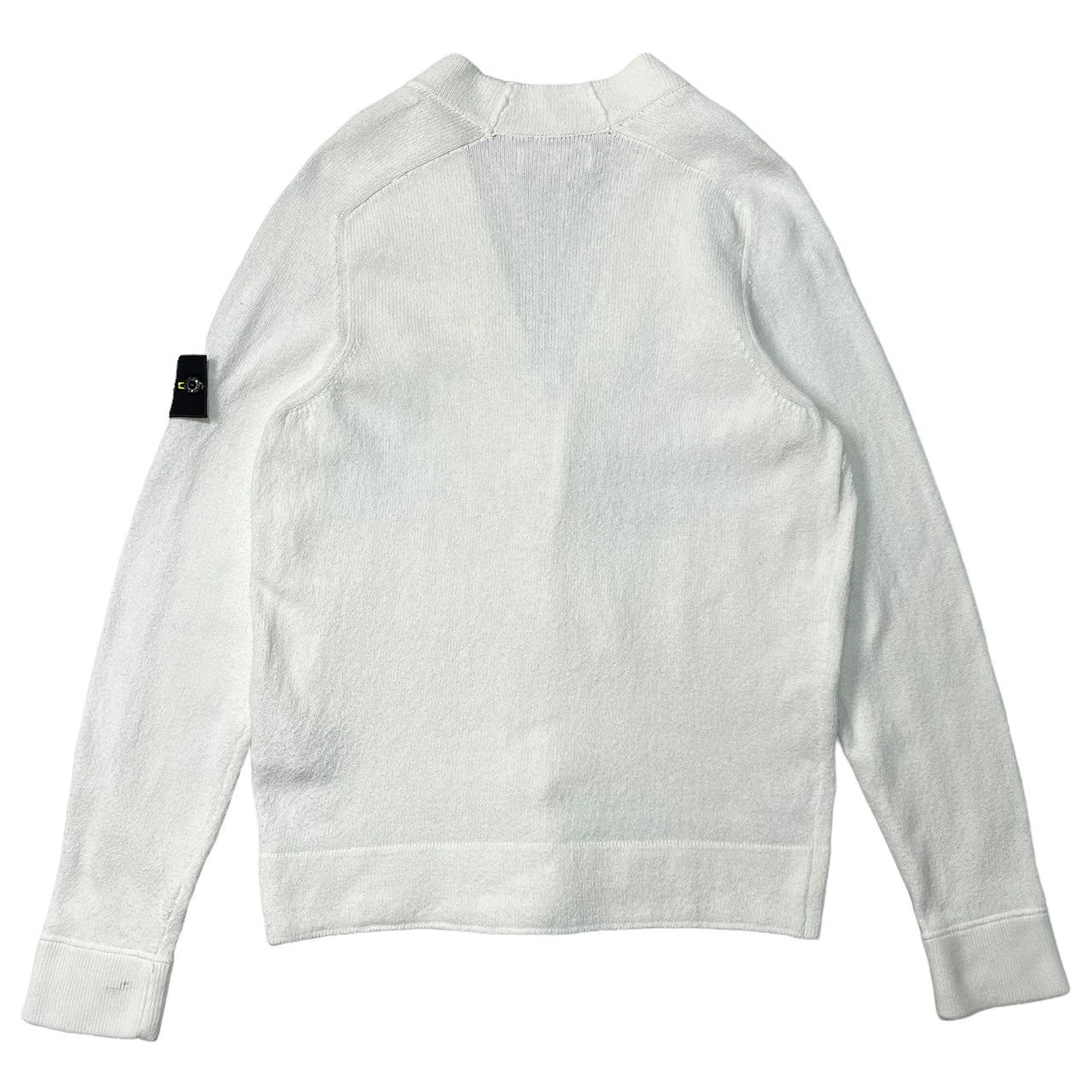 STONE ISLAND(ストーンアイランド) V-neck cotton cardigan Vネック コットン カーディガン ニット S ホワイト 腕章 ワッペン
