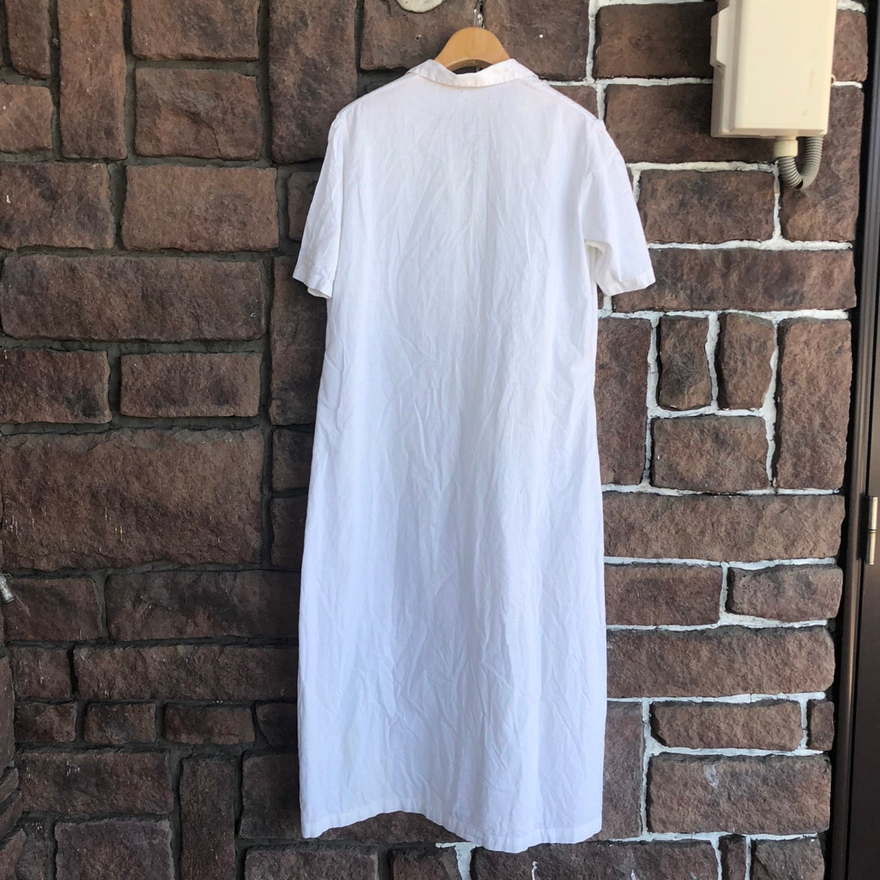 Euro Vintage(ヨーロッパヴィンテージ) Tsunagi_ 半袖シャツワンピース 表記なし(Lサイズ程度) ホワイト