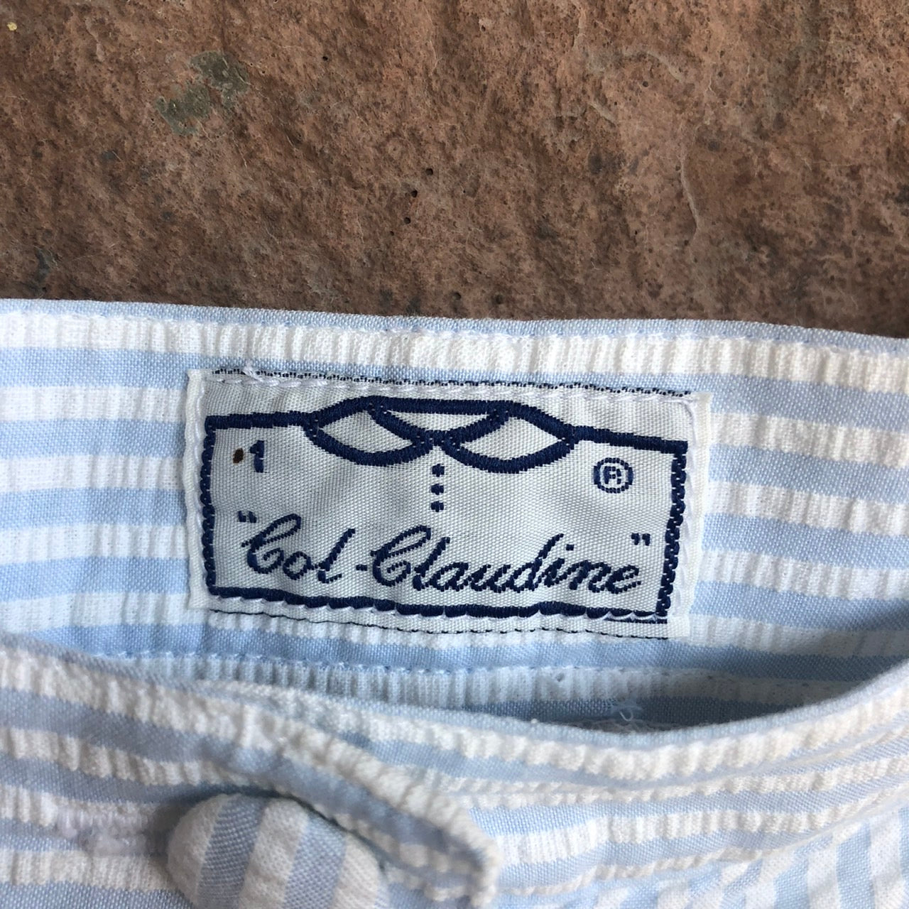 Euro Vintage(ヨーロッパヴィンテージ) Popcorn_ストライプ8分丈パンツ 1(Sサイズ程度) ブルー