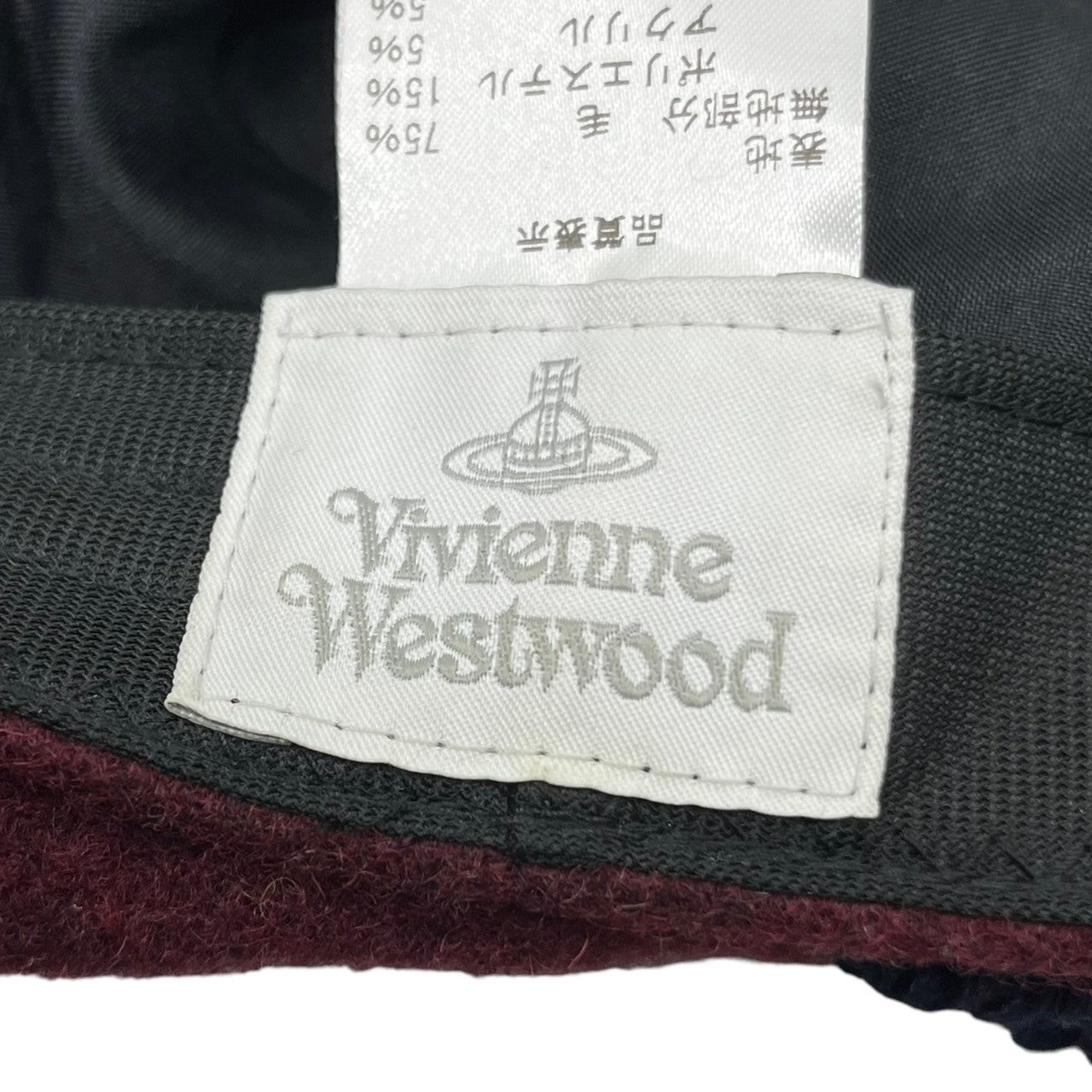 Vivienne Westwood(ヴィヴィアンウエストウッド) Wool blend different material casquette ウール ブレンド 異素材 キャスケット 帽子 26-041-67185 S~M ネイビー×レッド