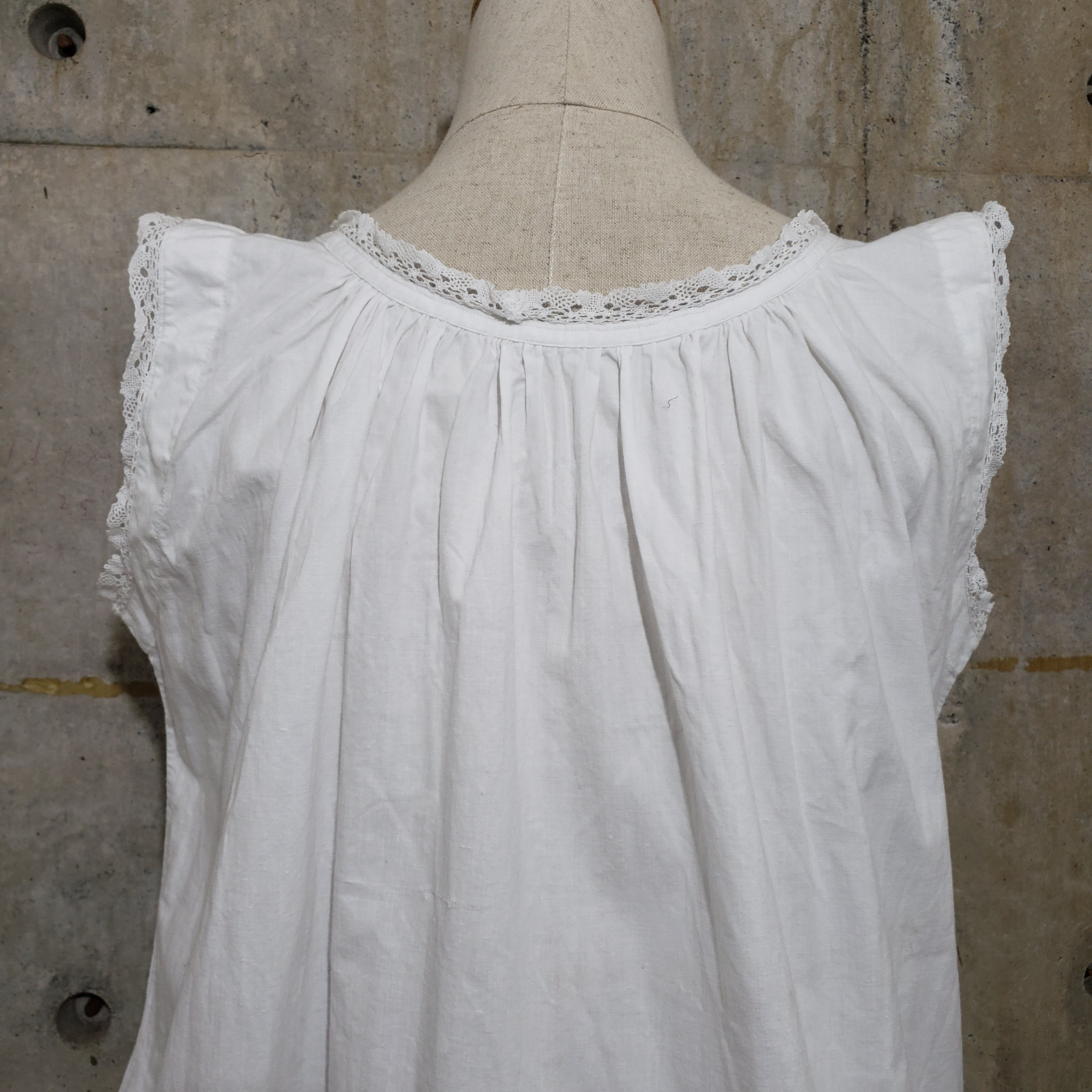 Euro Vintage(ヨーロッパヴィンテージ) Bouquet_フレンチノースリーブワンピース 表記なし(Lサイズ程度) ホワイト