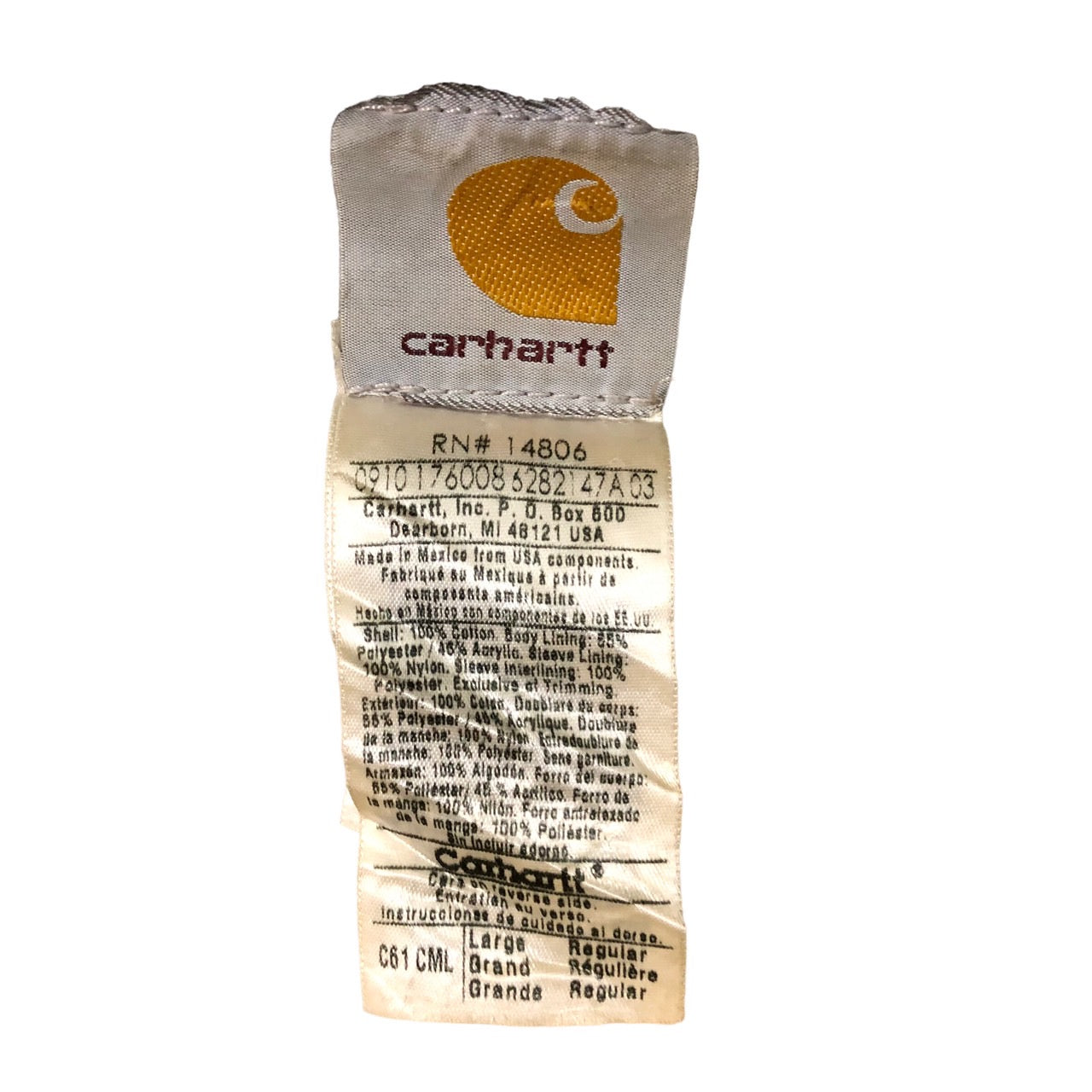 carhartt(カーハート) 90's ワッペンダック地ジャケット/裏ボアワークジャケット/企業物 XL程度 ベージュ 90年代/ヴィンテージ/NOR-CAl