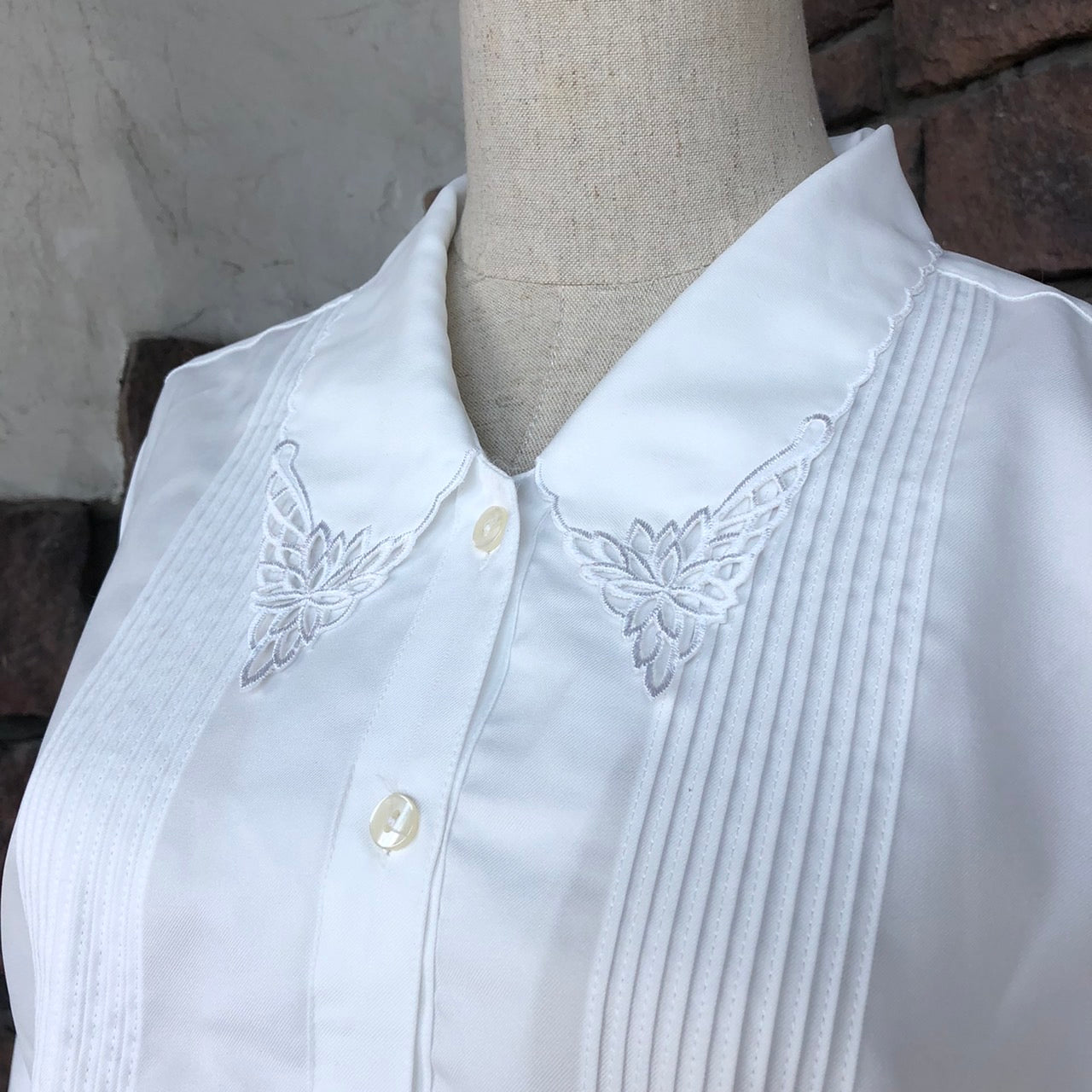 VINTAGE(ヴィンテージ) フリルカラーブラウス Lサイズ程度 ホワイト