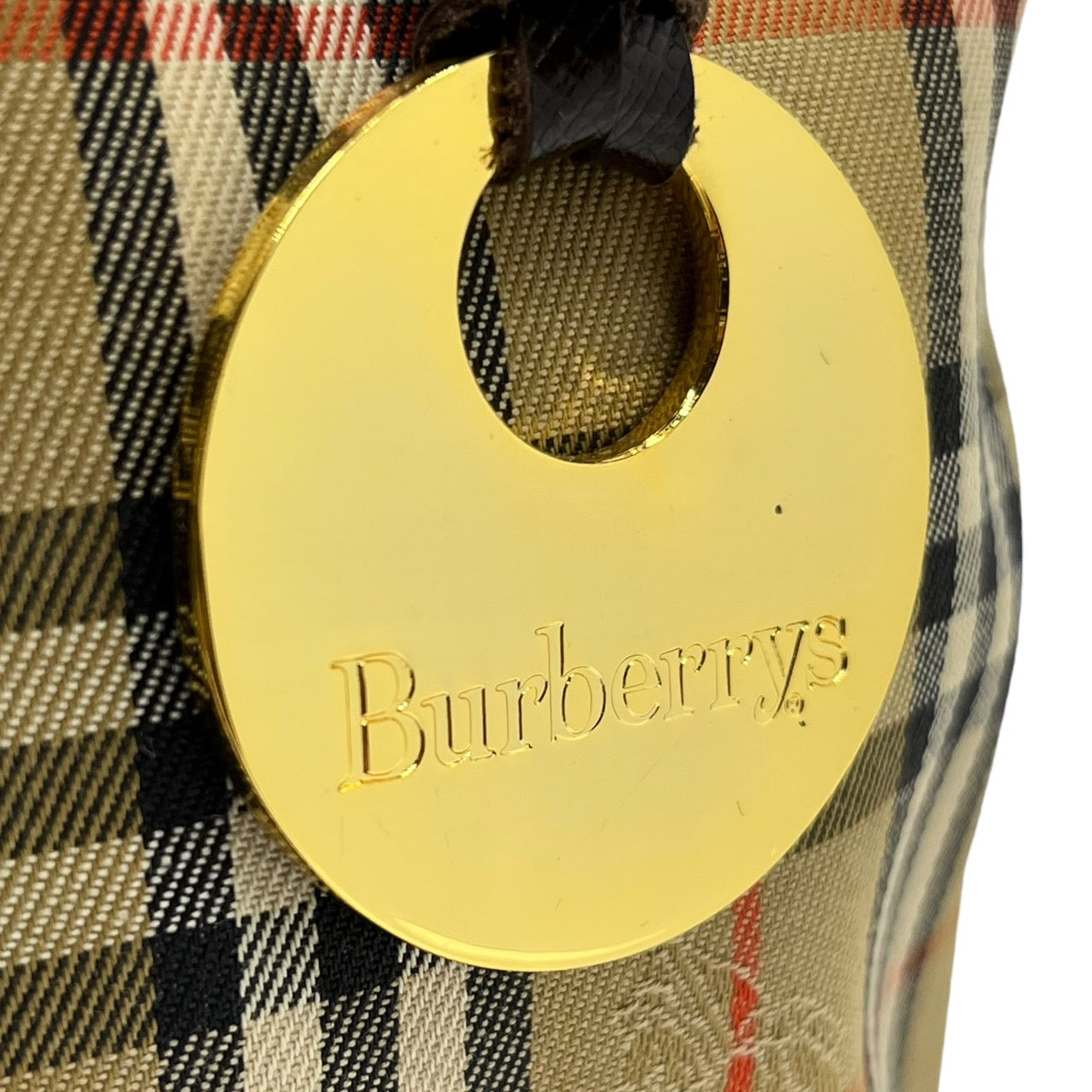 Burberrys(バーバリーズ) ノヴァチェックホースロゴバケツ型トートバッグ/ワンショルダーバッグ/レザー ベージュ/タータンチェック 金金具/ロゴチャーム