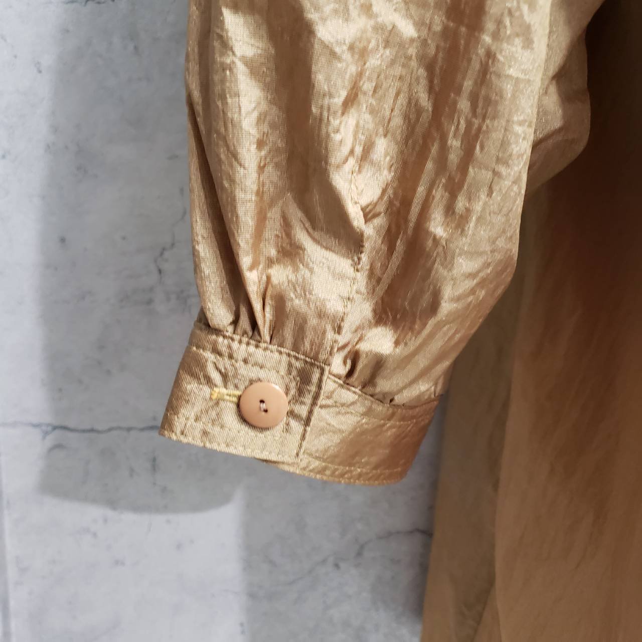 Vintage(ヴィンテージ) ノーカラーナイロンシャツ 表記なし(FREEサイズ) カーキ