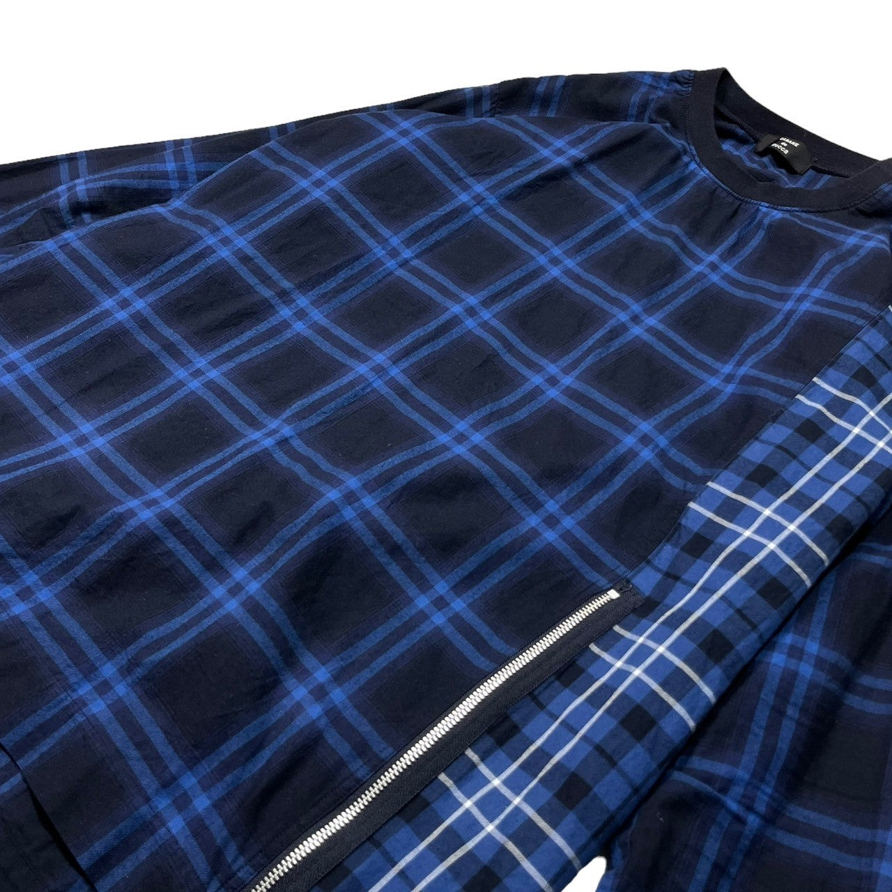 CABANE de zucca(カバンドズッカ) 18SS バッファロー ギンガム チェック ドッキング 長袖 カットソー ジップ CZ82FJ569 M ブルー×ブラック