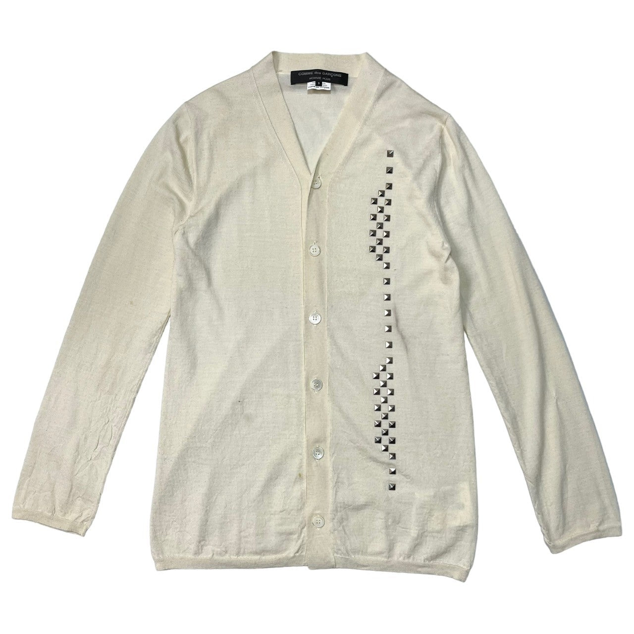 COMME des GARCONS HOMME PLUS(コムデギャルソンオムプリュス) 13SS studded cardigan スタッズ ニット カーディガン PK-N006 S アイボリー/ホワイト系 AD2012 The Tree of Youth
