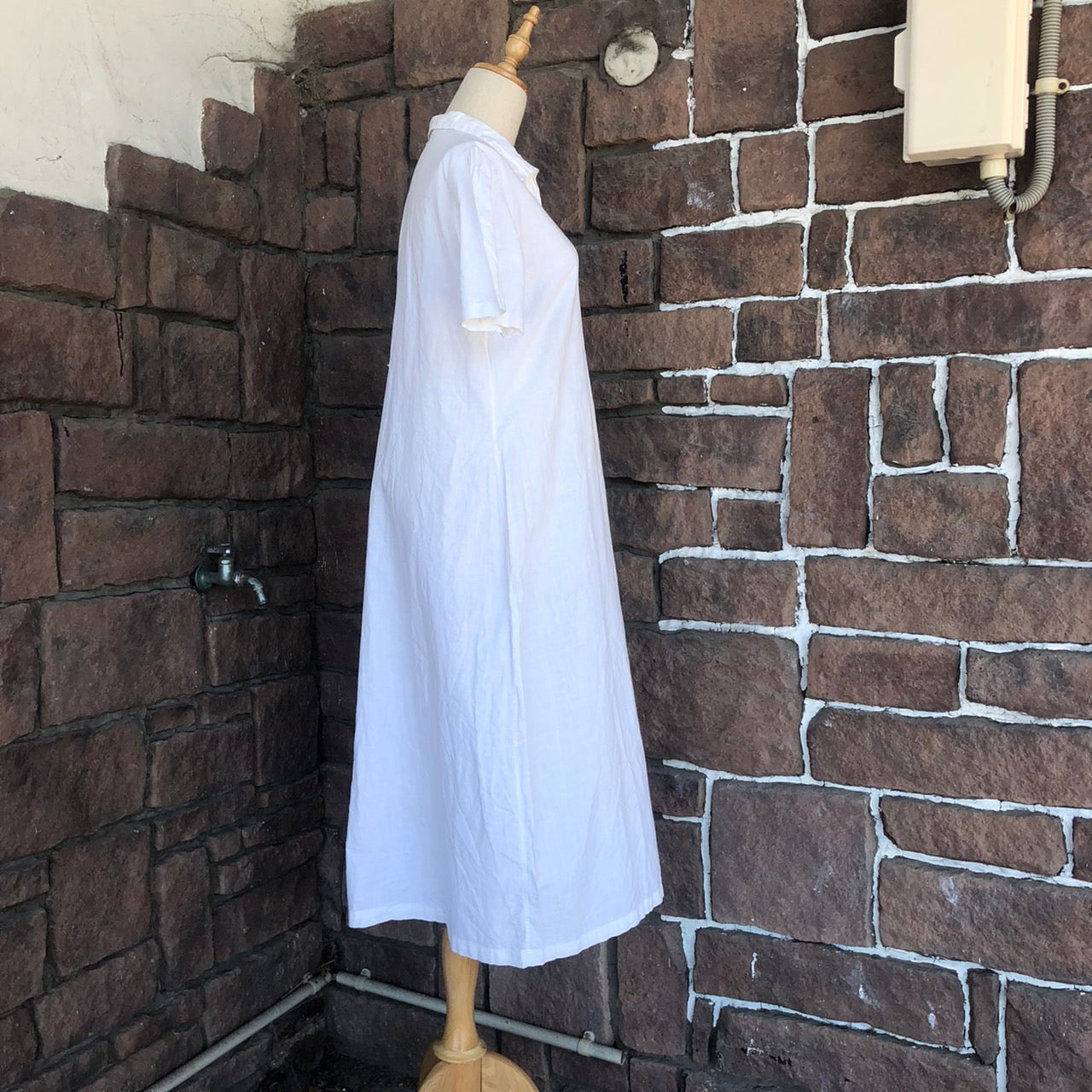 Euro Vintage(ヨーロッパヴィンテージ) Tsunagi_ 半袖シャツワンピース 表記なし(Lサイズ程度) ホワイト