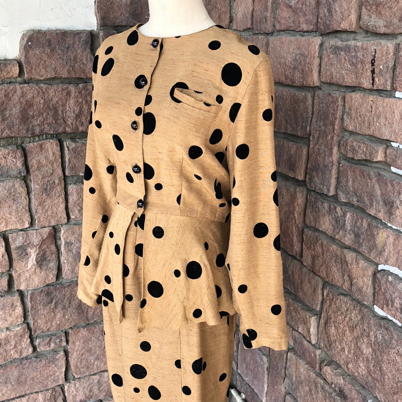 Euro Vintage(ヨーロッパヴィンテージ) Mame_ドットなセットアップジャケット 1(Sサイズ程度) ブラウン