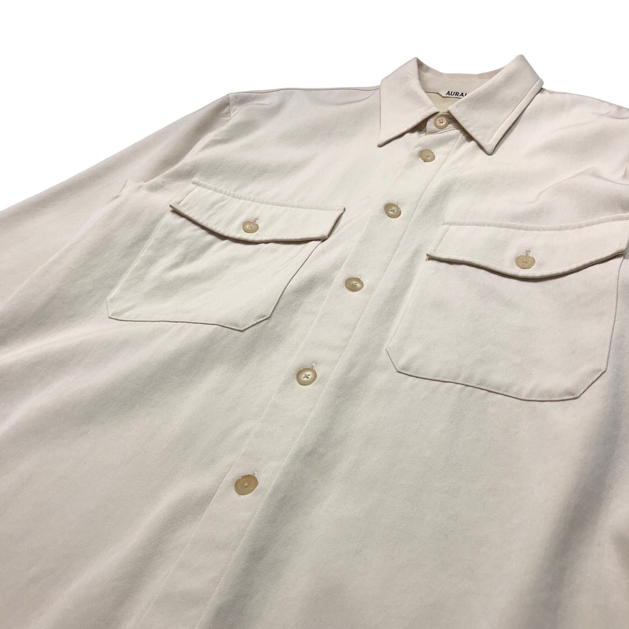 AURALEE(オーラリー) 19AW WOOL MAX GABARDINE SHIRTS/ウールマックスギャバジンシャツ A9AS03MX 3(Lサイズ程度) アイボリー