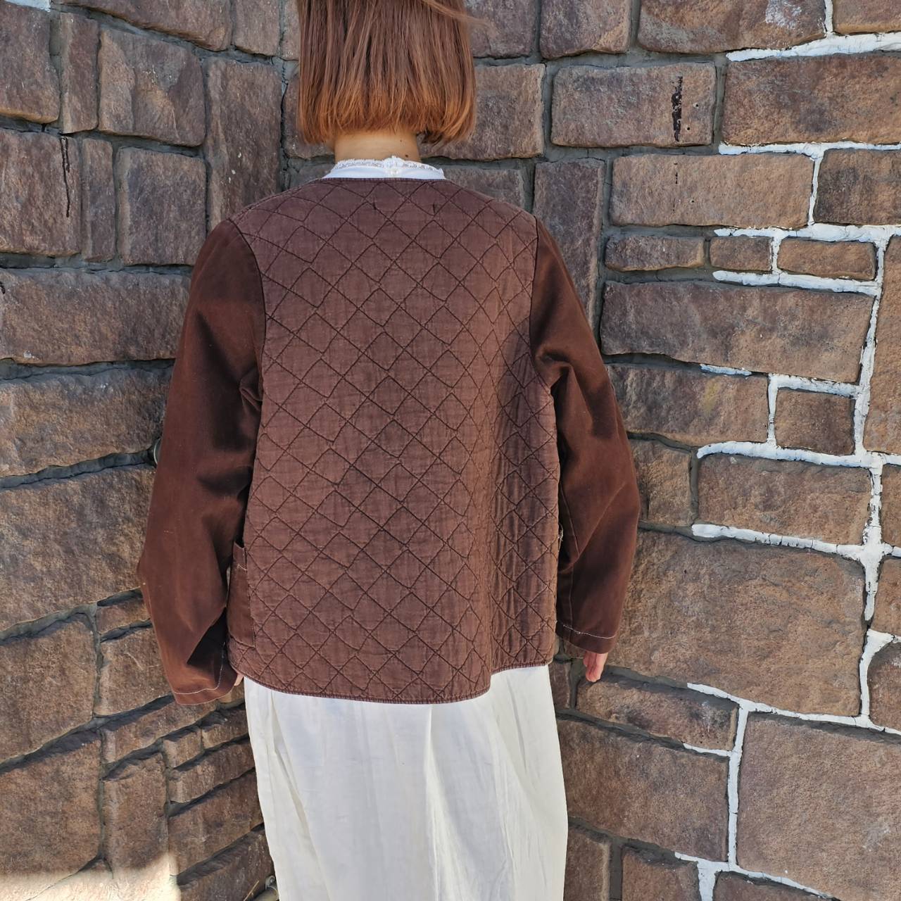 belgian army(ベルギー軍) 50sキルティングリメイクカーディガン 44/48(Mサイズ程度) ブラウン BEGETEX