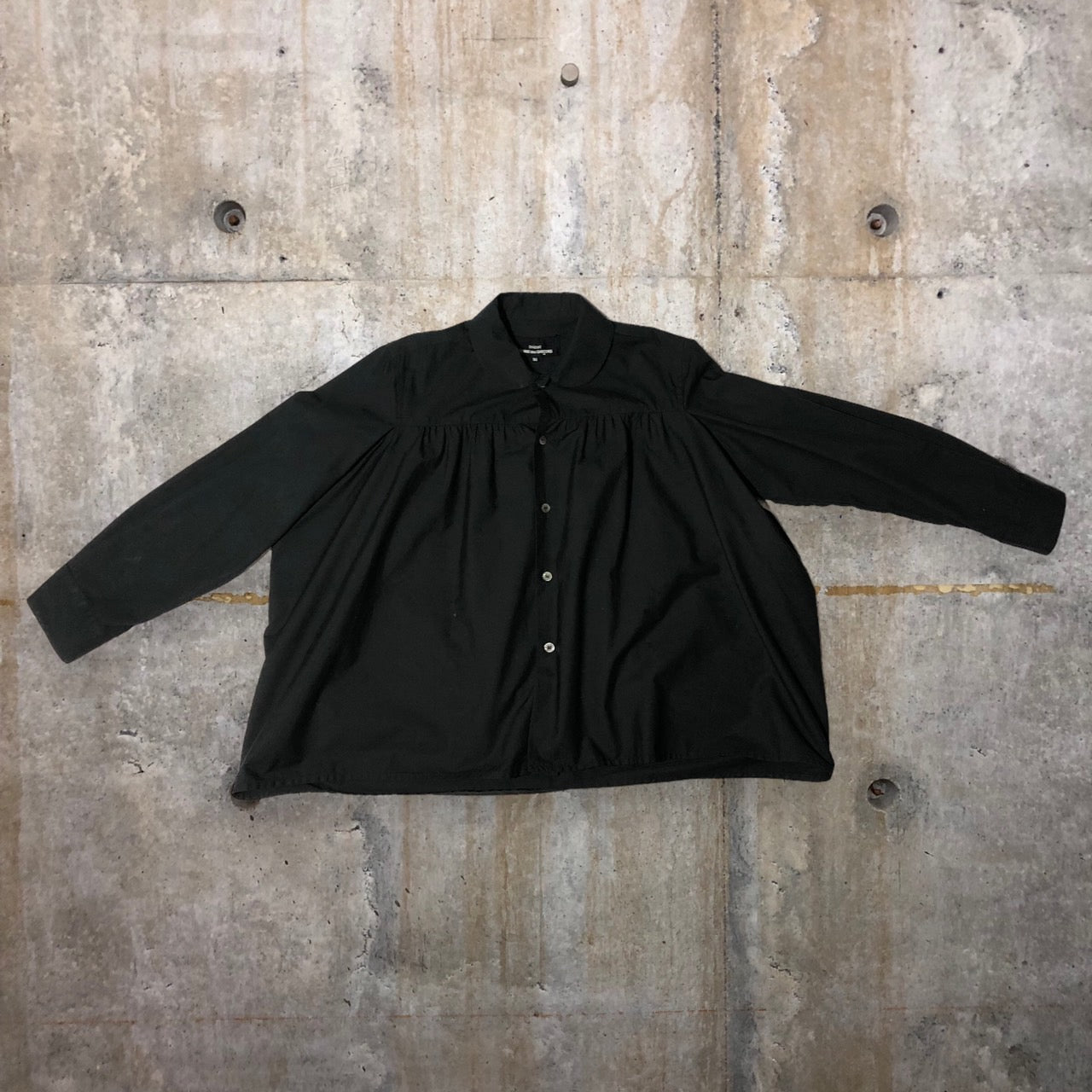 tricot COMME des GARCONS(トリココムデギャルソン) 17SS Round collar wide gathered shirt blouse/丸襟ワイドギャザーシャツブラウス TZ-P007 M ブラック AD2017