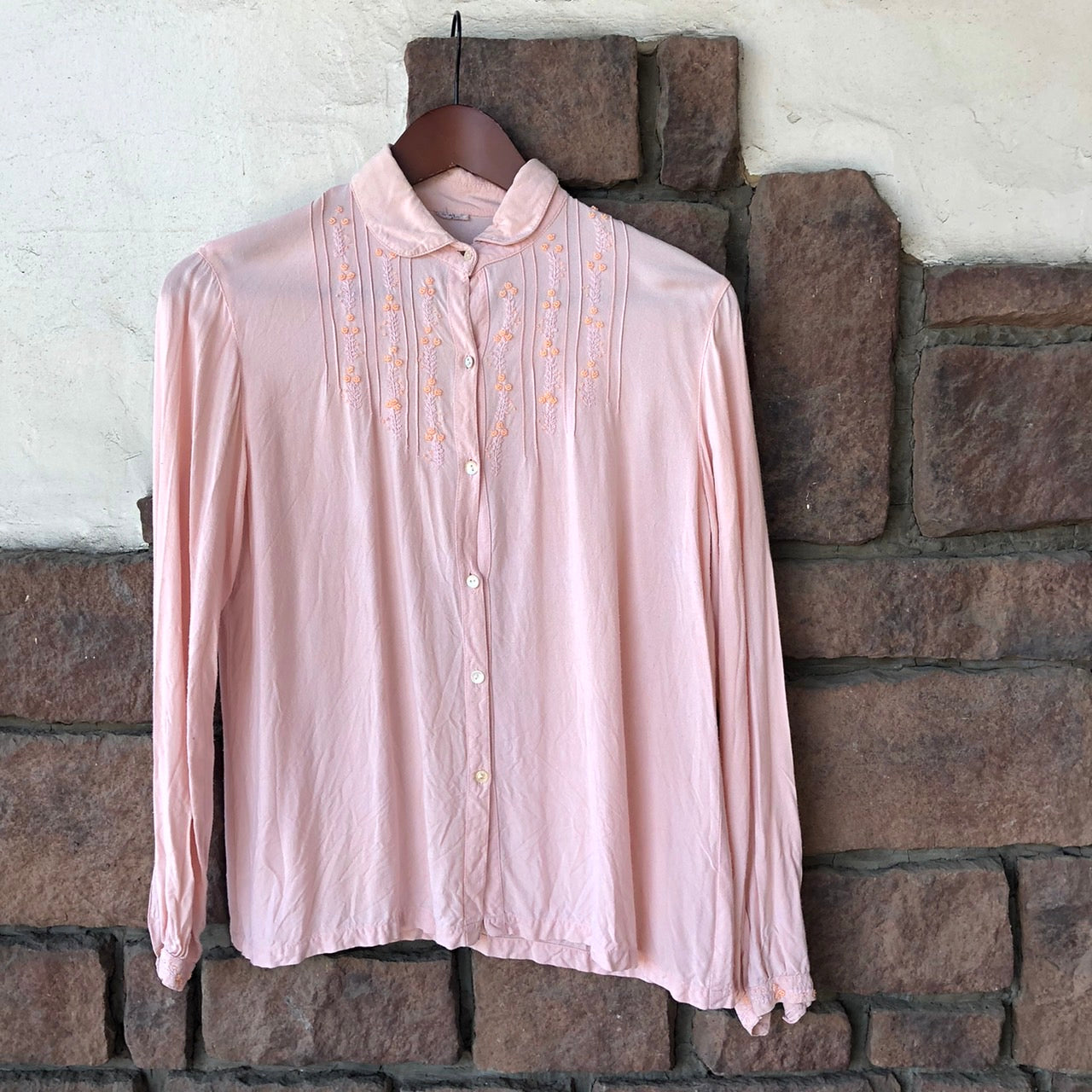 Euro Vintage(ヨーロッパヴィンテージ) Memory_ビジューシャツ 表記なし(Mサイズ程度) ピンク