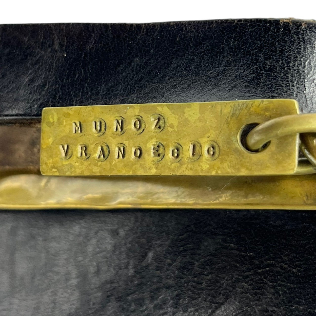 Munoz Vrandecic(ムニョス ブランデシック) Handmade Leather Drawstring Boston Bag ハンドメイドレザー巾着ボストンバッグ ブラック