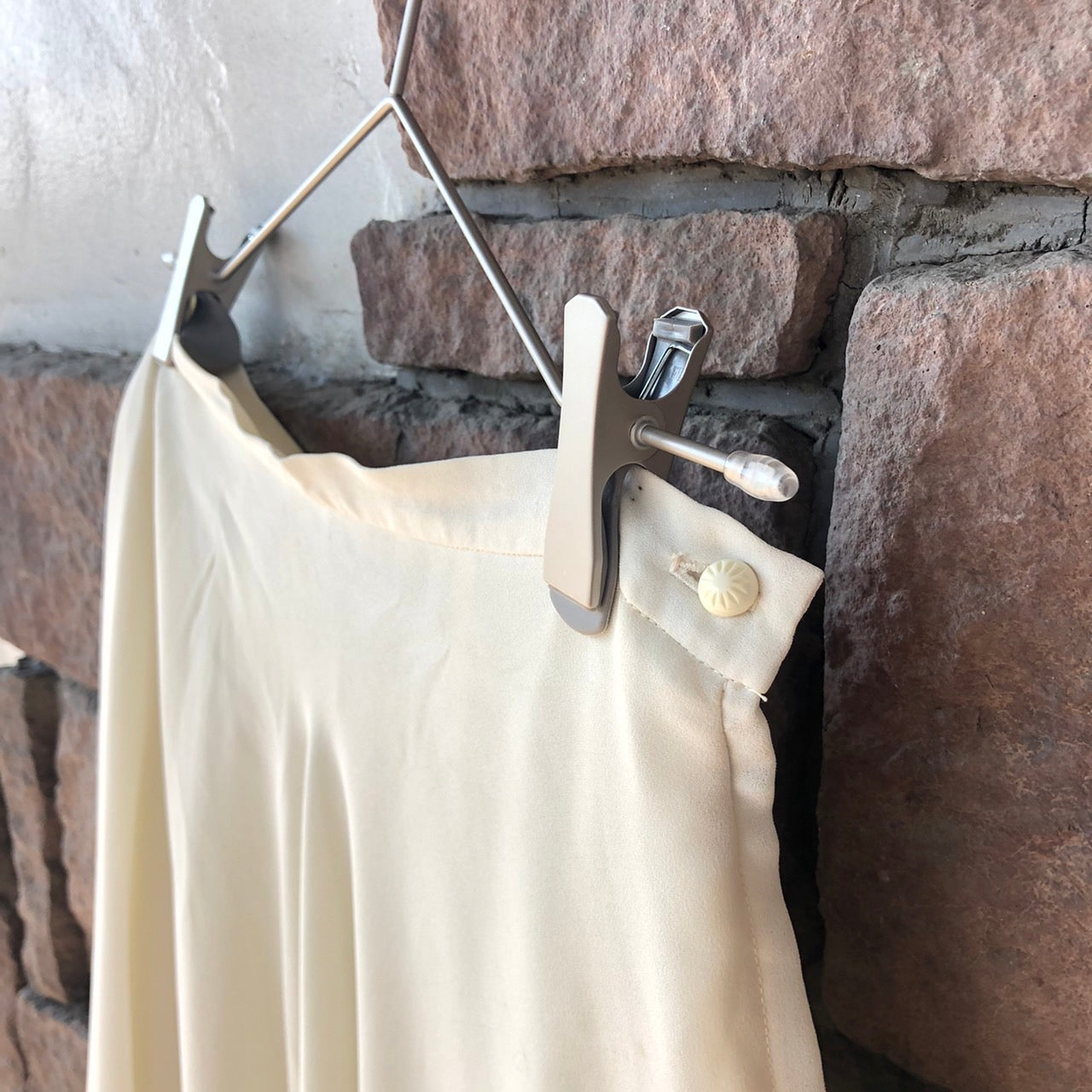 Euro Vintage(ヨーロッパヴィンテージ) Yure_風の膝丈スカート 表記なし(Lサイズ程度) ホワイト